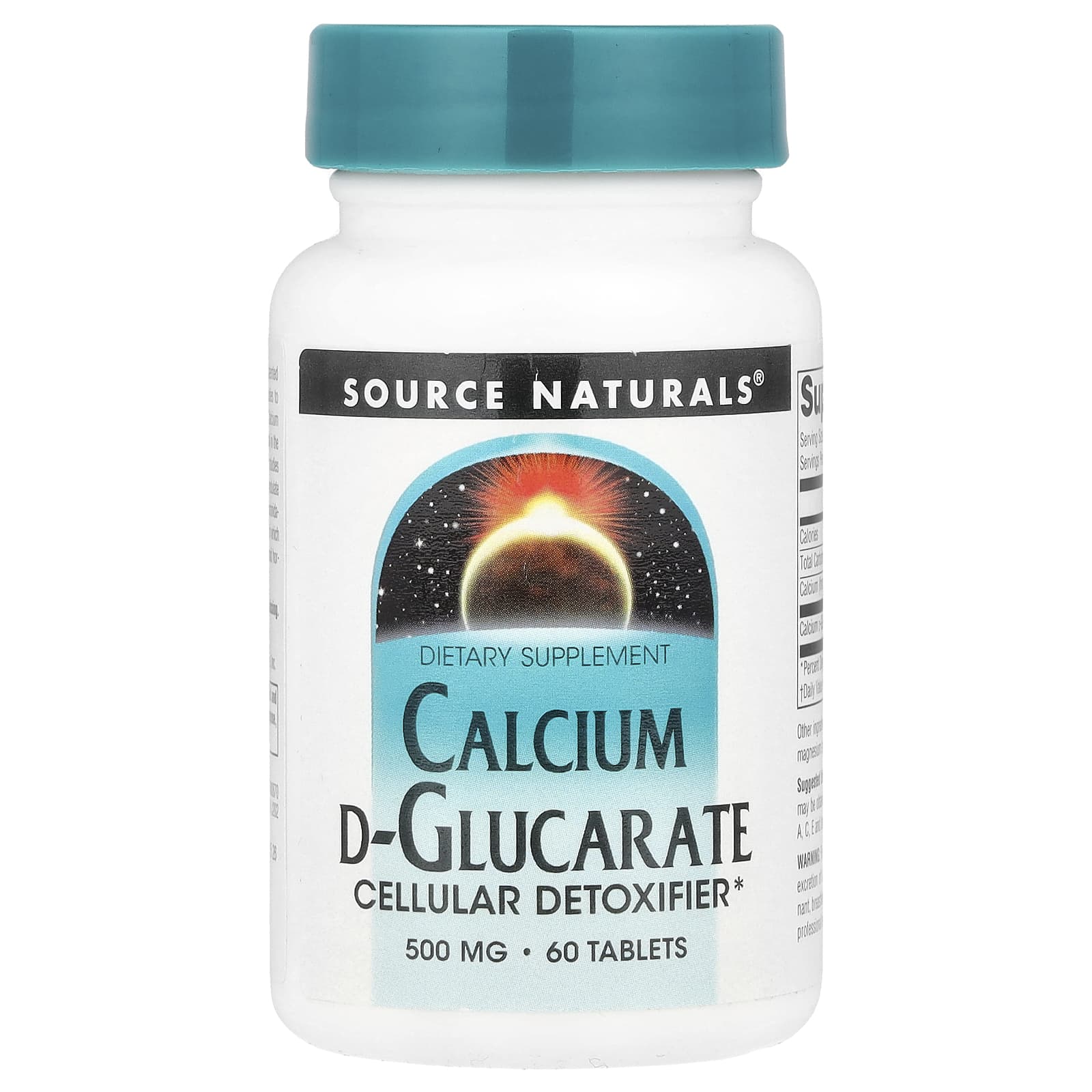 Source Naturals, D-глюкарат кальция, 1000 мг, 60 таблеток (500 мг в каждой таблетке)