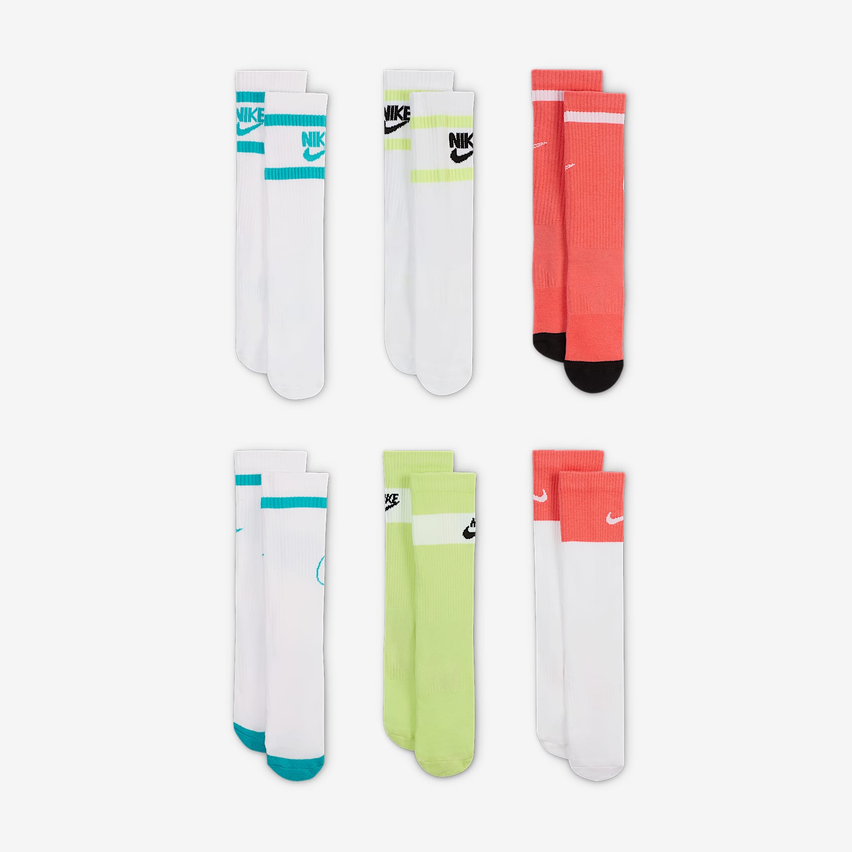 Nike Everyday Kids' Cushioned Crew Socks (6 Pairs)