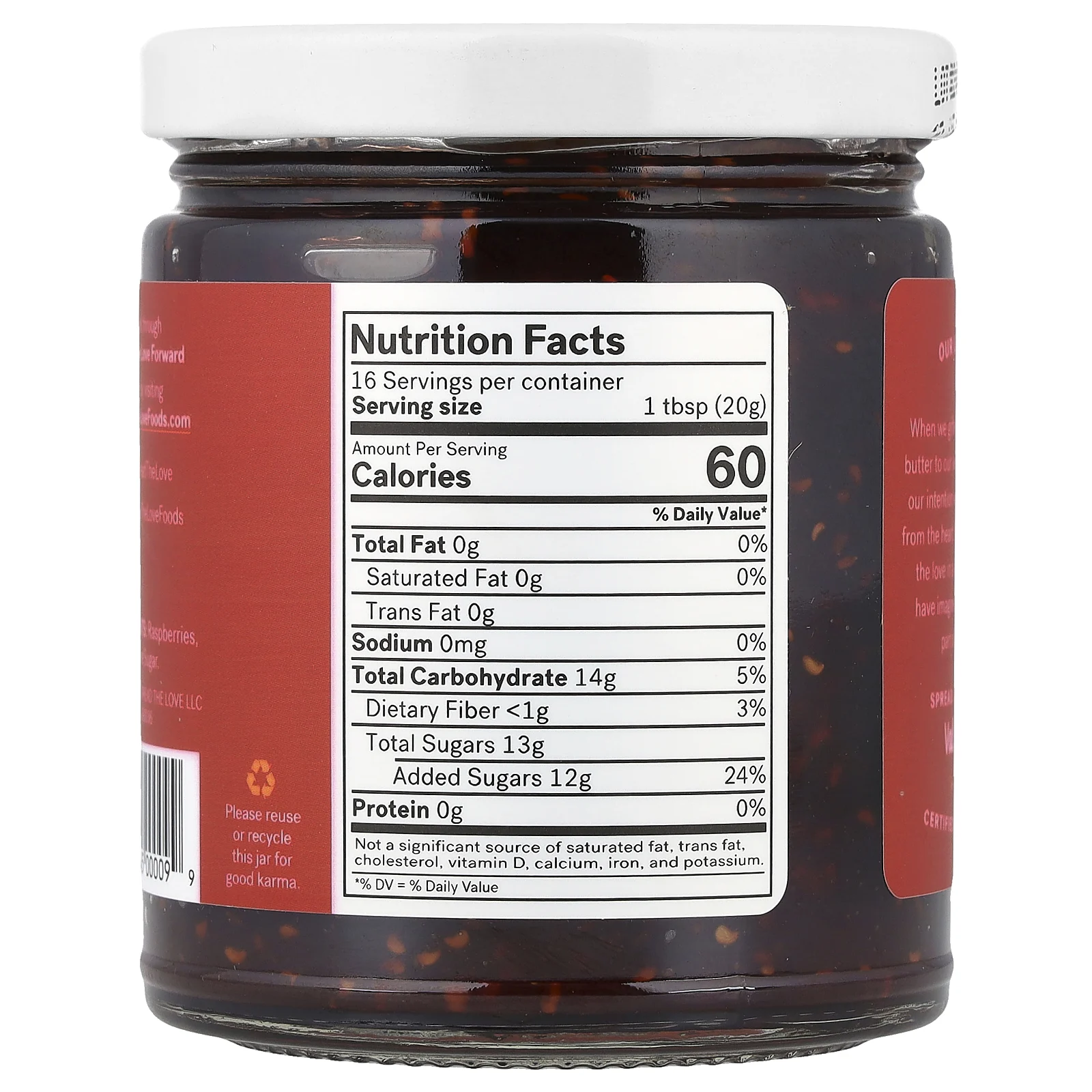 Spread The Love, Малиновое варенье, 326 г (11,5 унции)