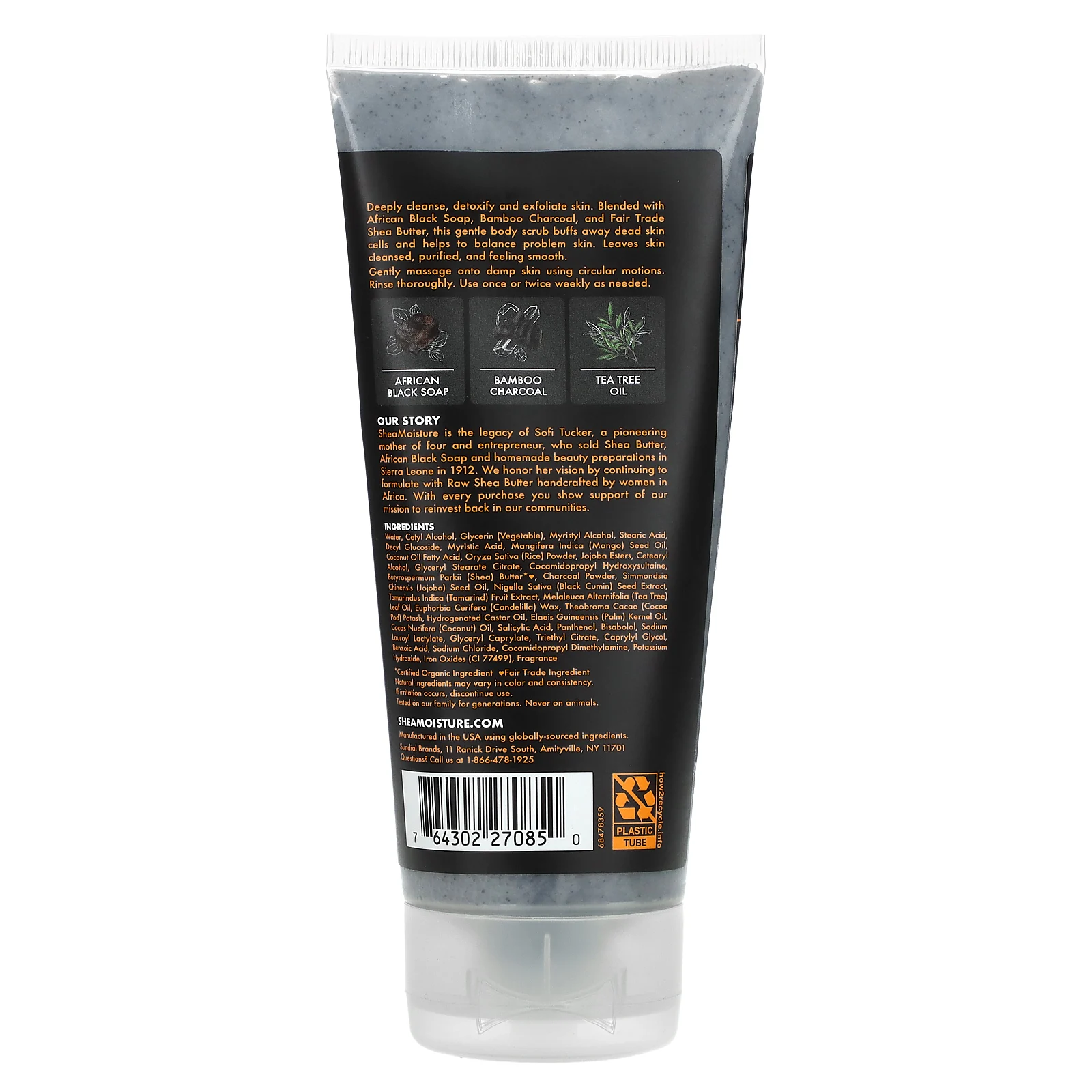SheaMoisture, африканское черное мыло, скраб для тела с бамбуковым углем, 170 г (6 унций)