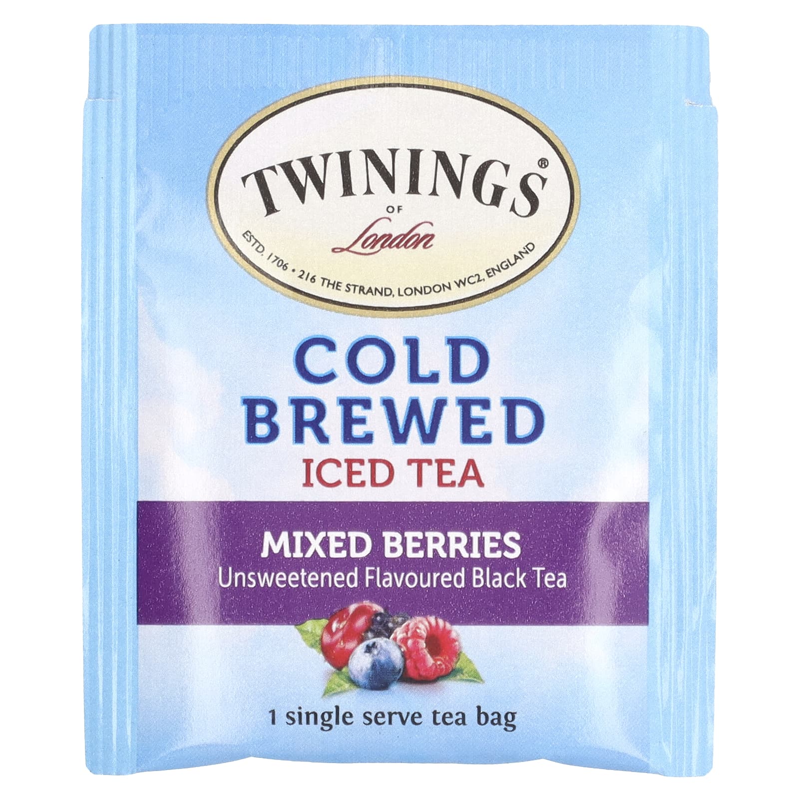Twinings, холодный чай со льдом, несладкий черный чай, со вкусом ягод, 20 чайных пакетиков на одну порцию, 40 г (1,41 унции)