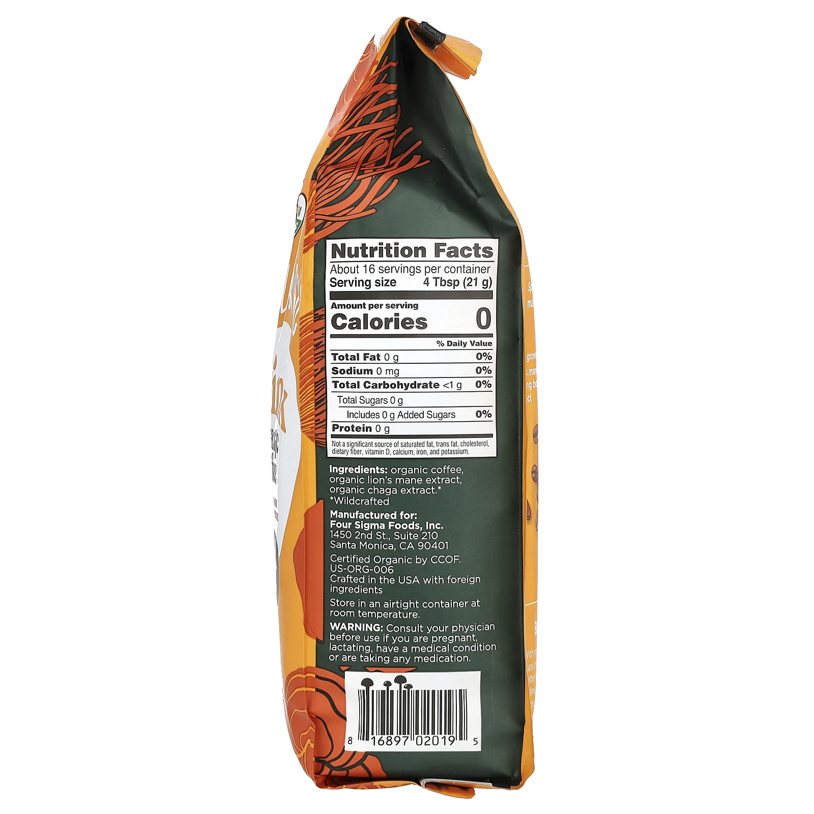 Four Sigmatic, Think, органический кофе с гривой и грибами чага, молотый, темная обжарка, 340 г (12 унций)