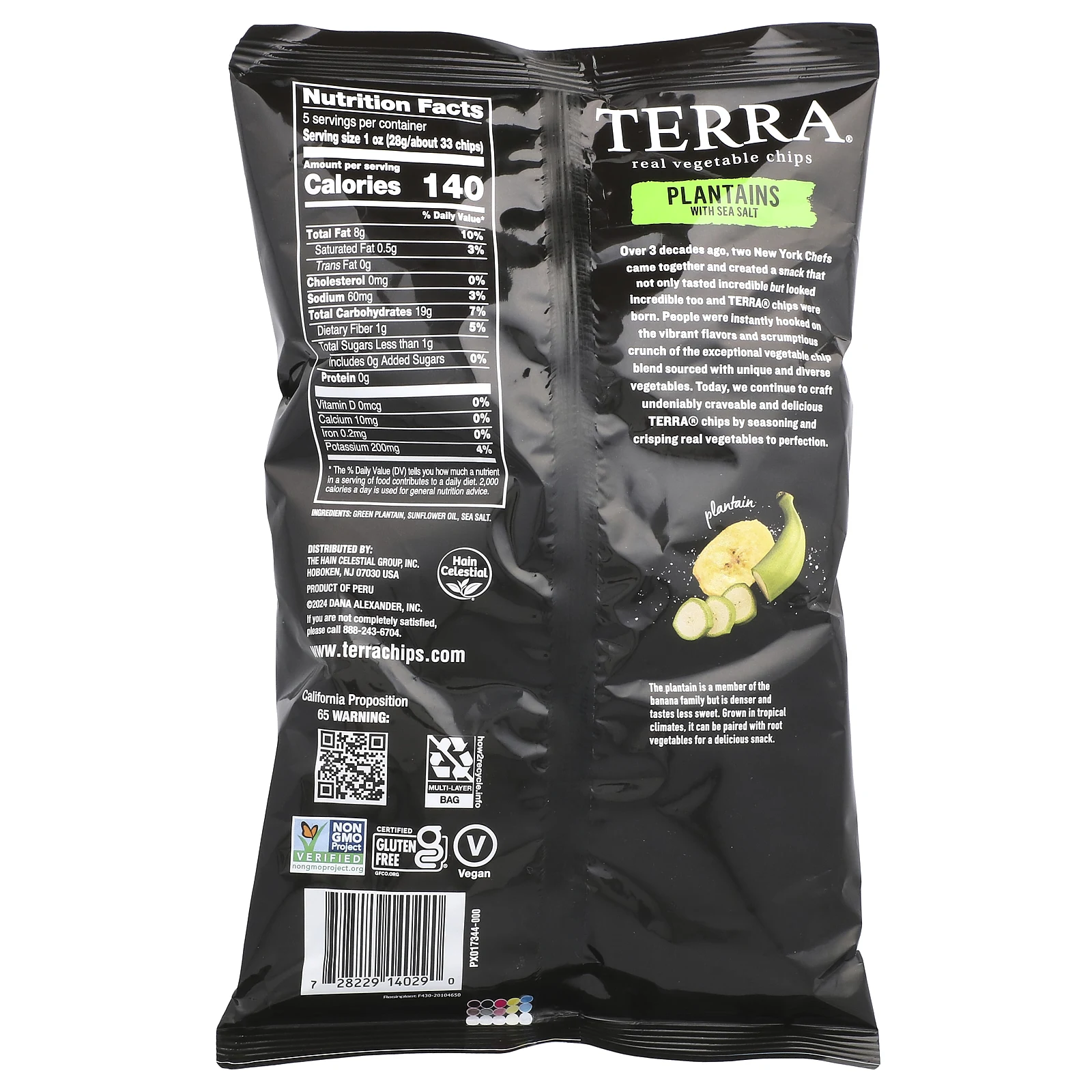 Terra, настоящие овощные чипсы, подорожник, с морской солью, 141 г (5 унций)