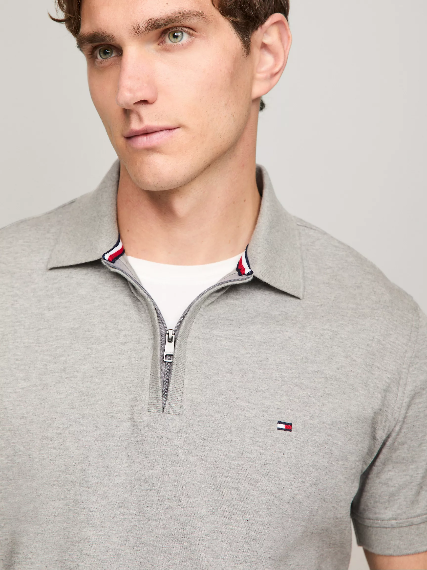 Мужское поло Tommy Hilfiger, Поло стандартного кроя на молнии из ткани Interlock