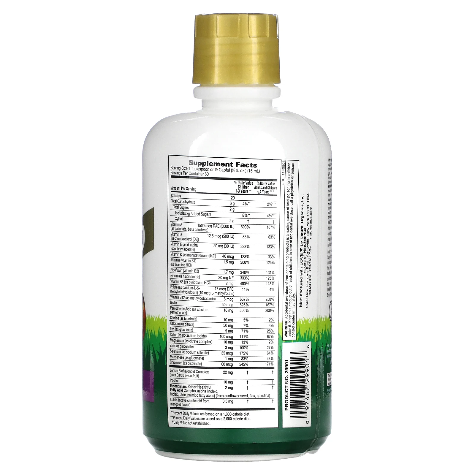 NaturesPlus, Source of Life, Animal Parade, Gold Liquid, мультивитамины для детей в жидкой форме, вкус тропических ягод, 887,10 мл (30 жидк. унций)