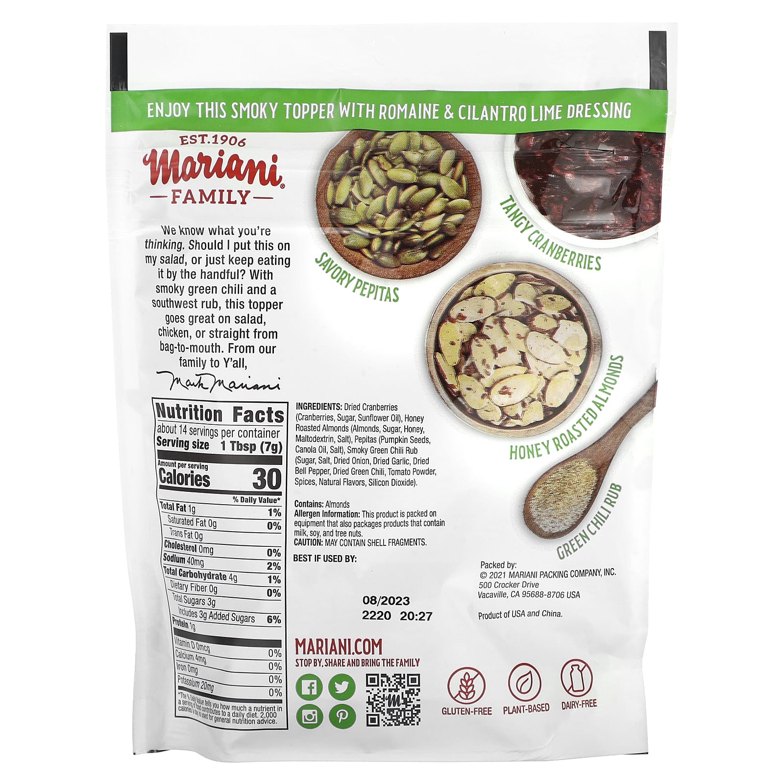 Mariani Dried Fruit, посыпка, со вкусом «Юго-западный с дымком», 99 г (3,5 унции)