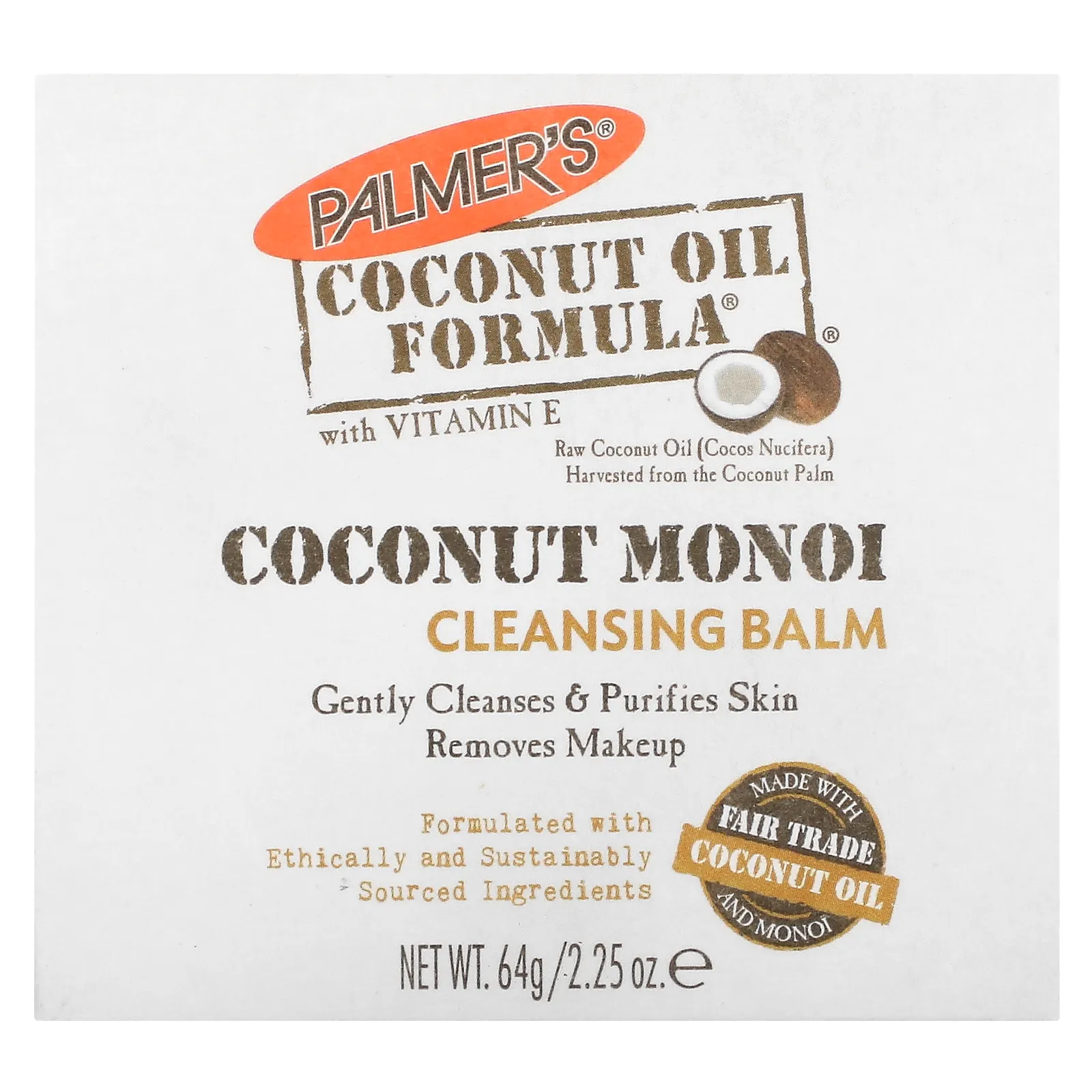 Palmer's, Формула с кокосовым маслом с витамином E, очищающий бальзам с кокосовыми моноями, 64 г (2,25 унции)
