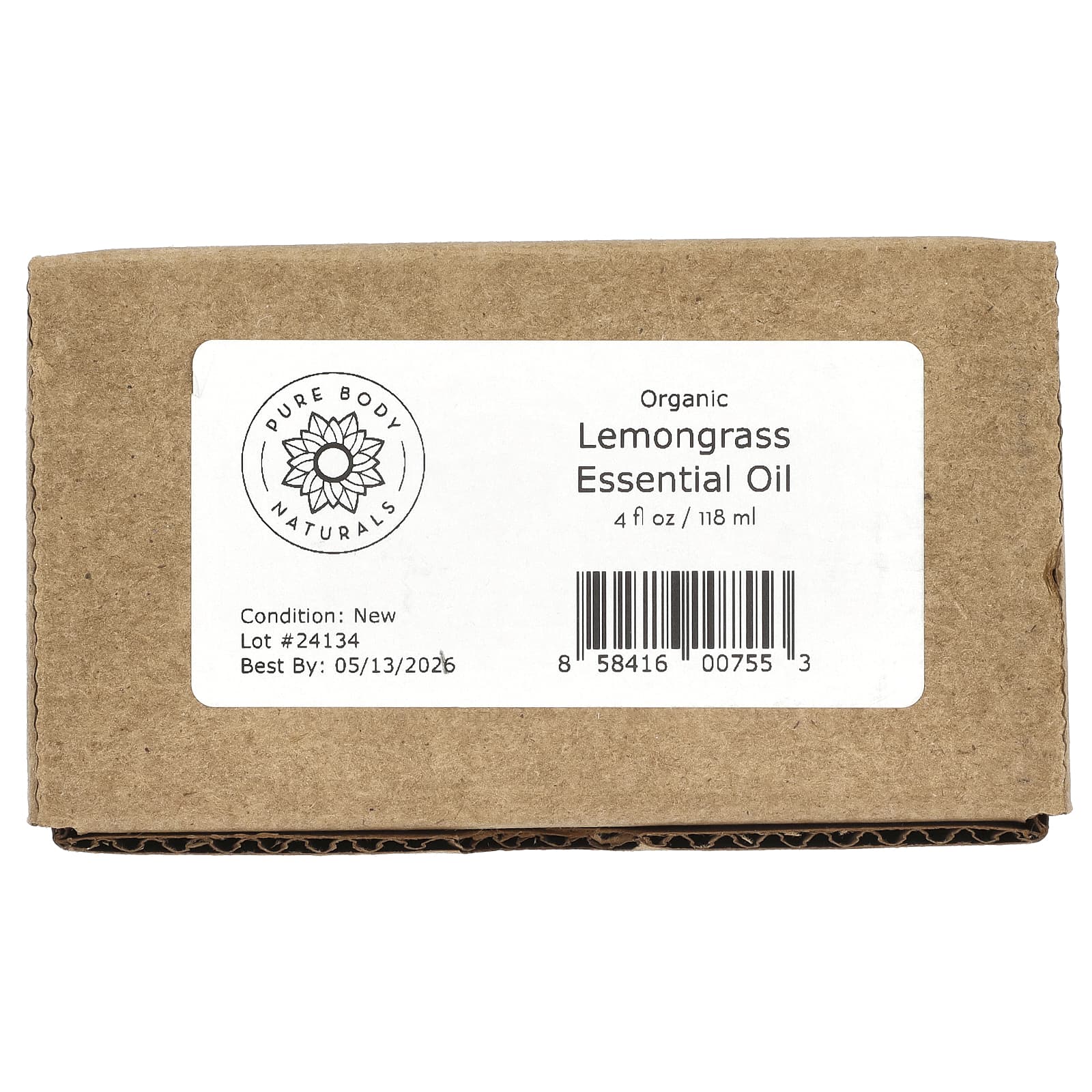Pure Body Naturals, Органическое эфирное масло, лемонграсс, 118 мл (4 жидк. Унции)