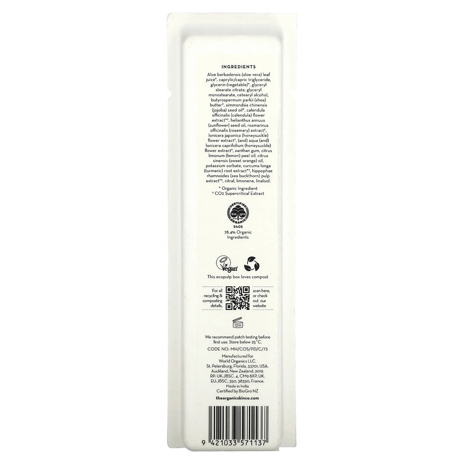 The Organic Skin Co., Task Force Nine, успокаивающий крем, 60 мл (2 жидк. Унции)