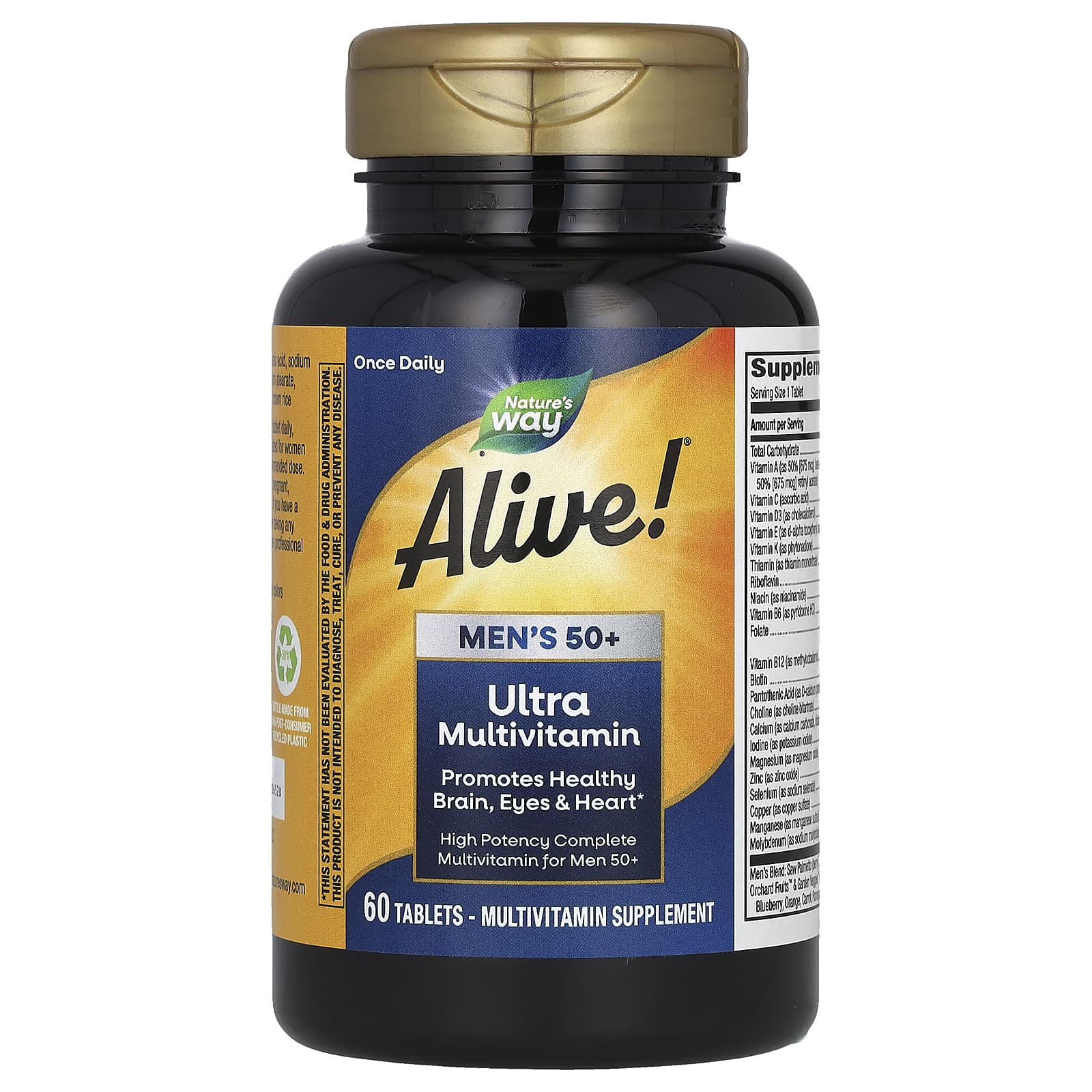 Nature's Way, Alive! комплекс суперэффективных мультивитаминов для мужчин 50+, 60 таблеток