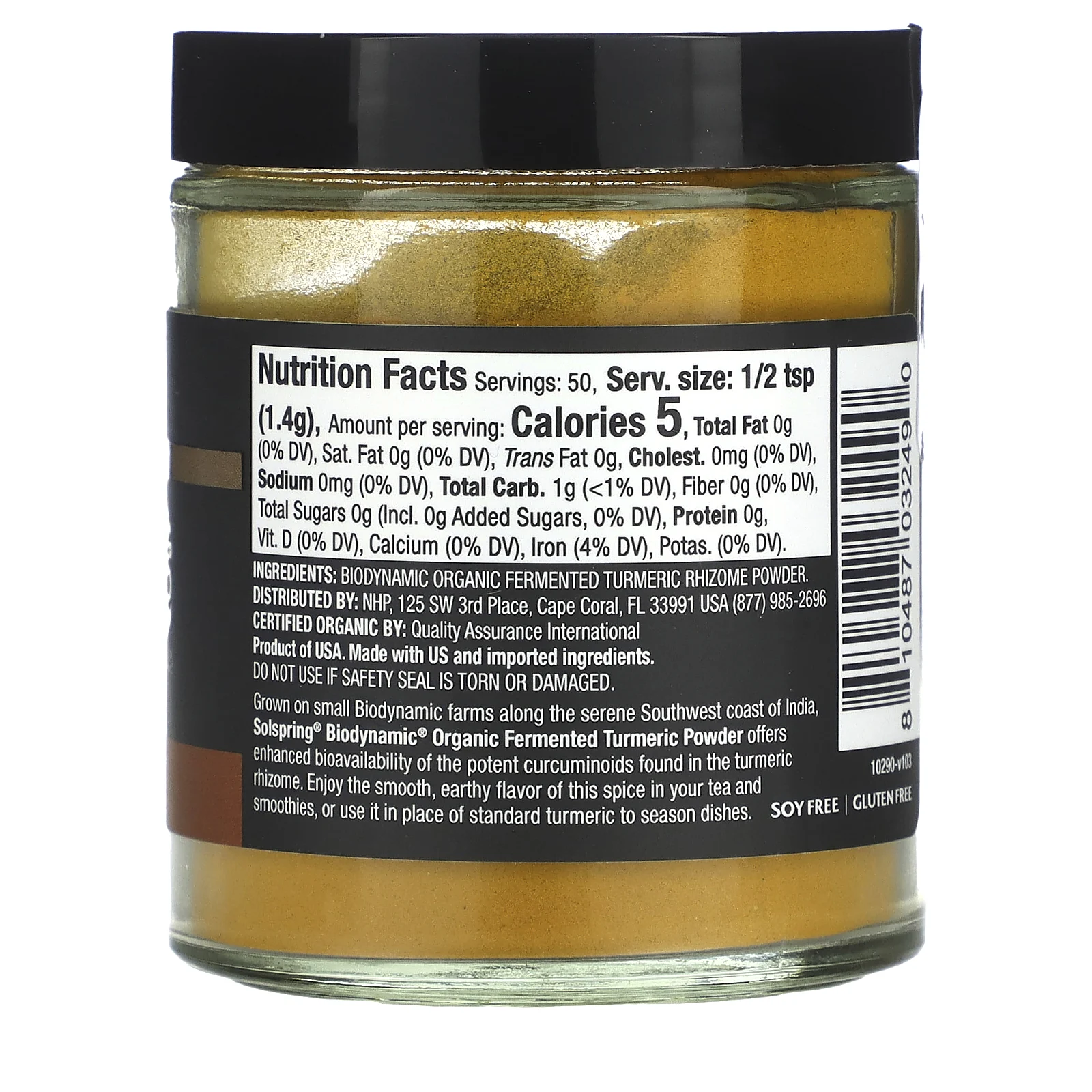 Dr. Mercola, Solspring, Biodynamic, Organic Fermented Turmeric Powder, 2.4 oz (70 g)