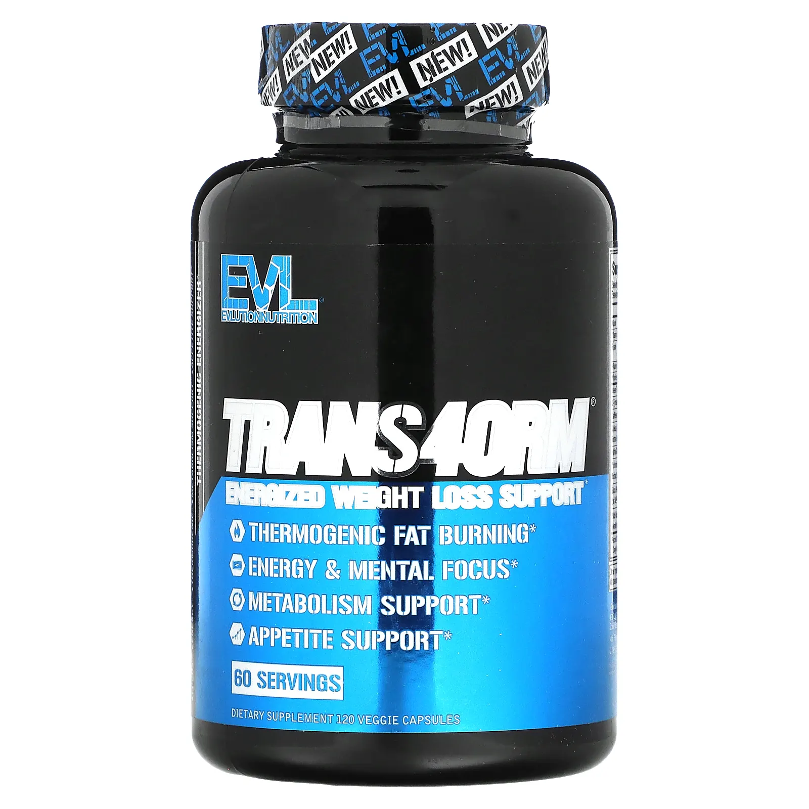 EVLution Nutrition, Trans4orm, активная поддержка для снижения веса, 120 растительных капсул