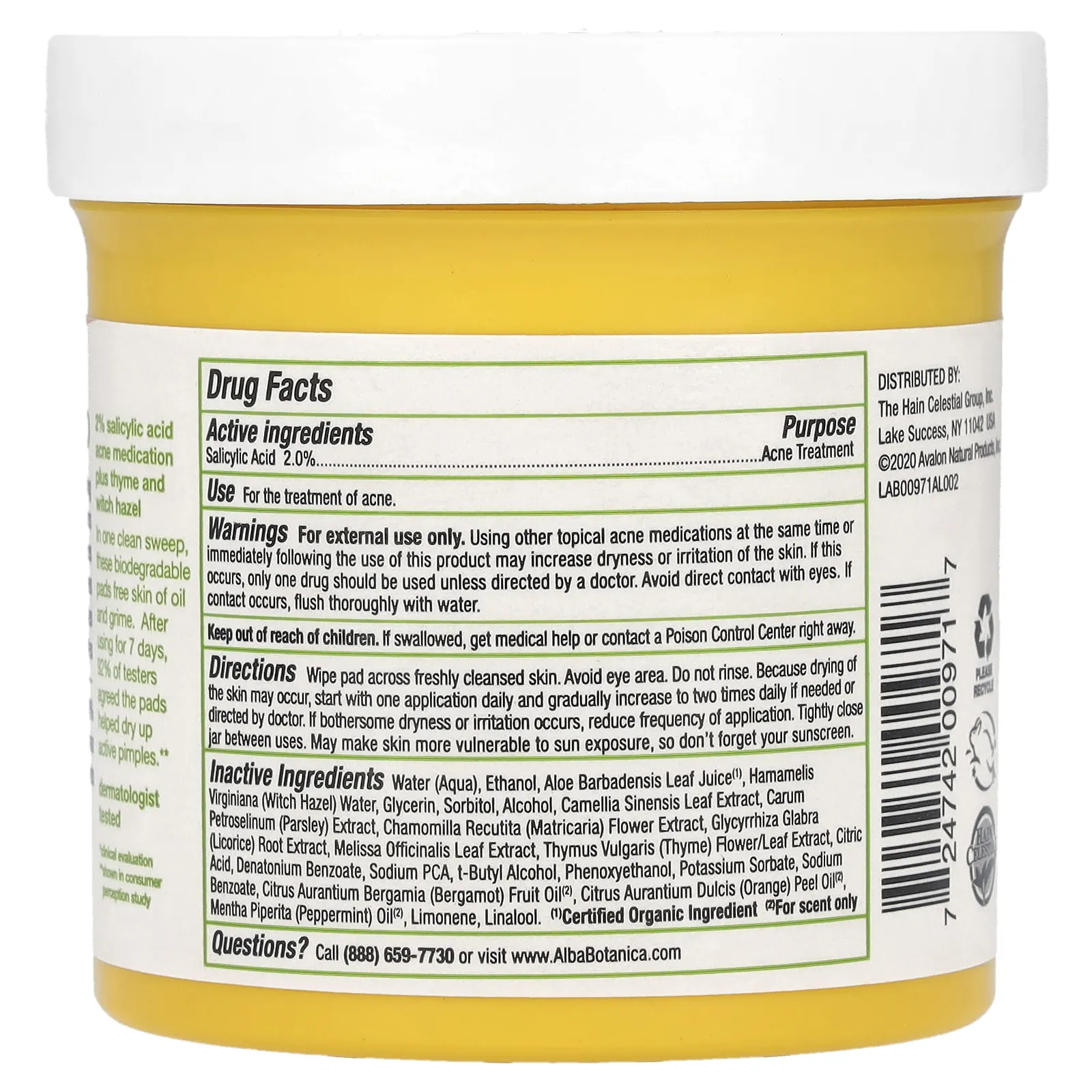 Alba Botanica, Прокладки от Acnedote от прыщей, максимальная сила действия, 60 текстурированных прокладок