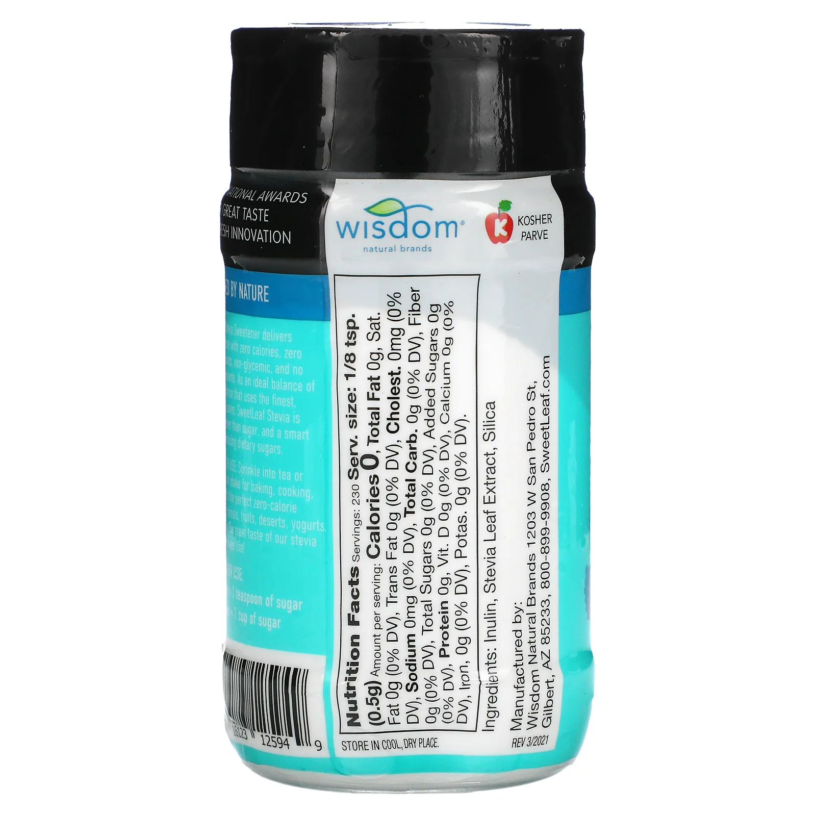 Wisdom Natural, SweetLeaf, натуральный подсластитель из стевии, 115 г (4 унции)