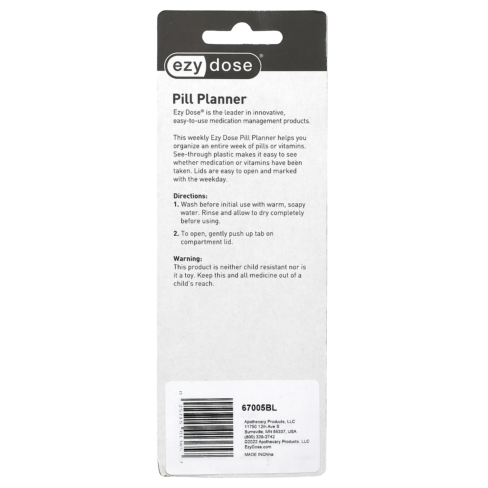 Ezy Dose, еженедельный органайзер для таблеток, средний, 1 шт.