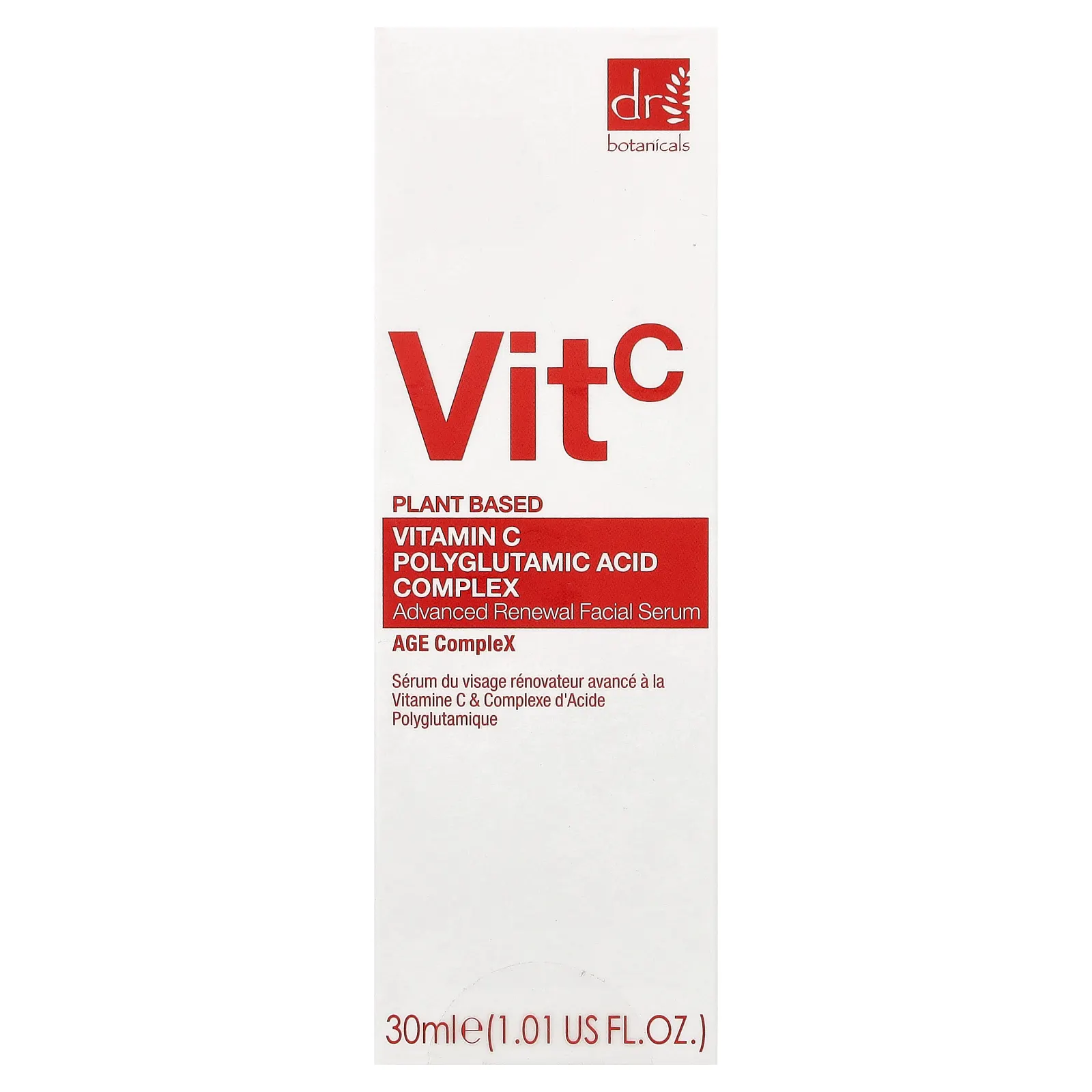 Dr. Botanicals, Комплекс с витамином C и полиглутаминовой кислотой, обновляющая сыворотка для лица, 30 мл (1,01 жидк. Унции)