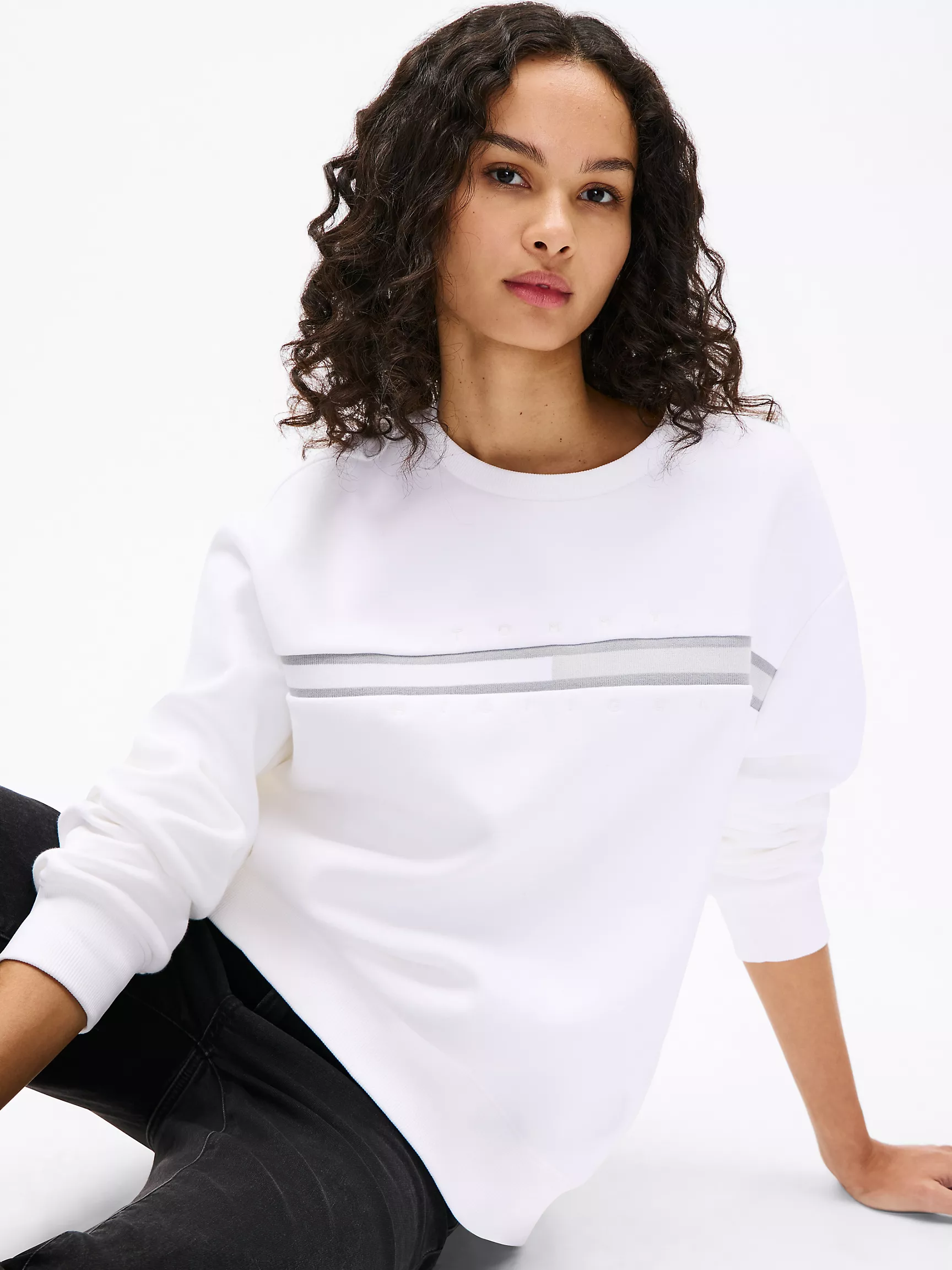 Женская толстовка Tommy Hilfiger, Свитшот с круглым вырезом и логотипом флага