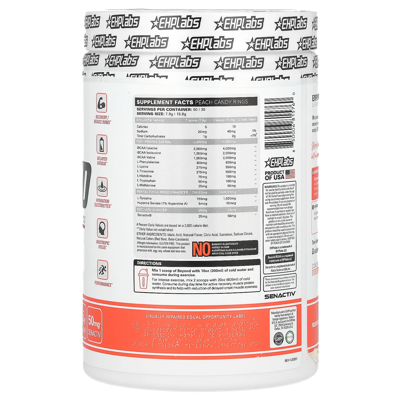 EHPlabs, Beyond, BCAA и EAA, кусочки персика, 474 г (16,7 унции)