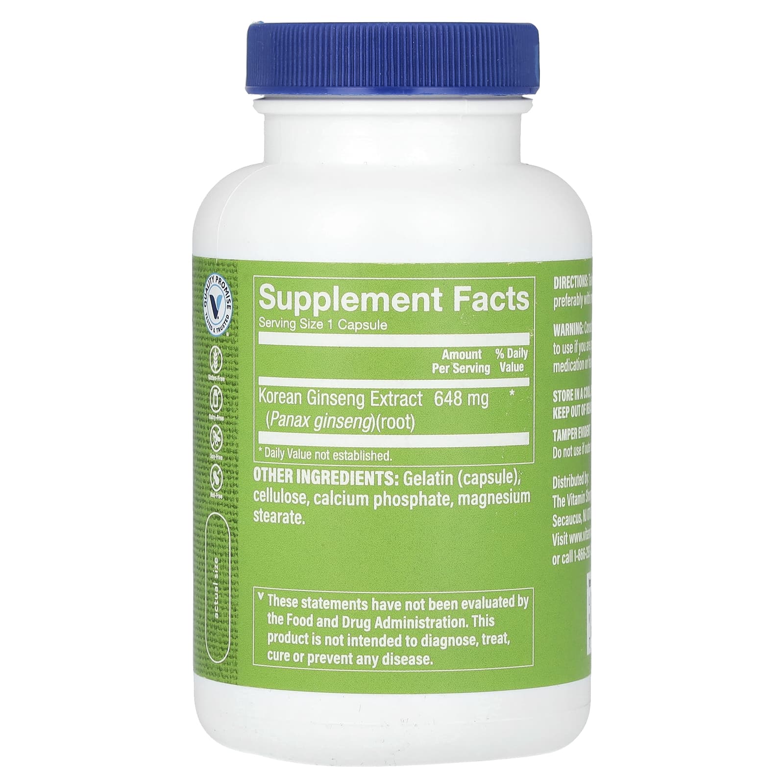 The Vitamin Shoppe, Корейский женьшень, 648 мг, 120 капсул