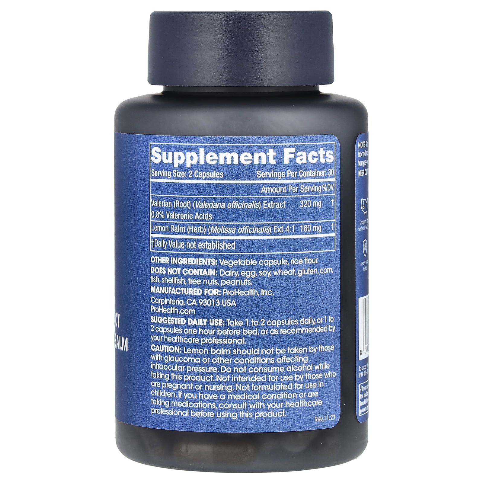 ProHealth Longevity, Экстракт валерианы и мелисса, 60 капсул