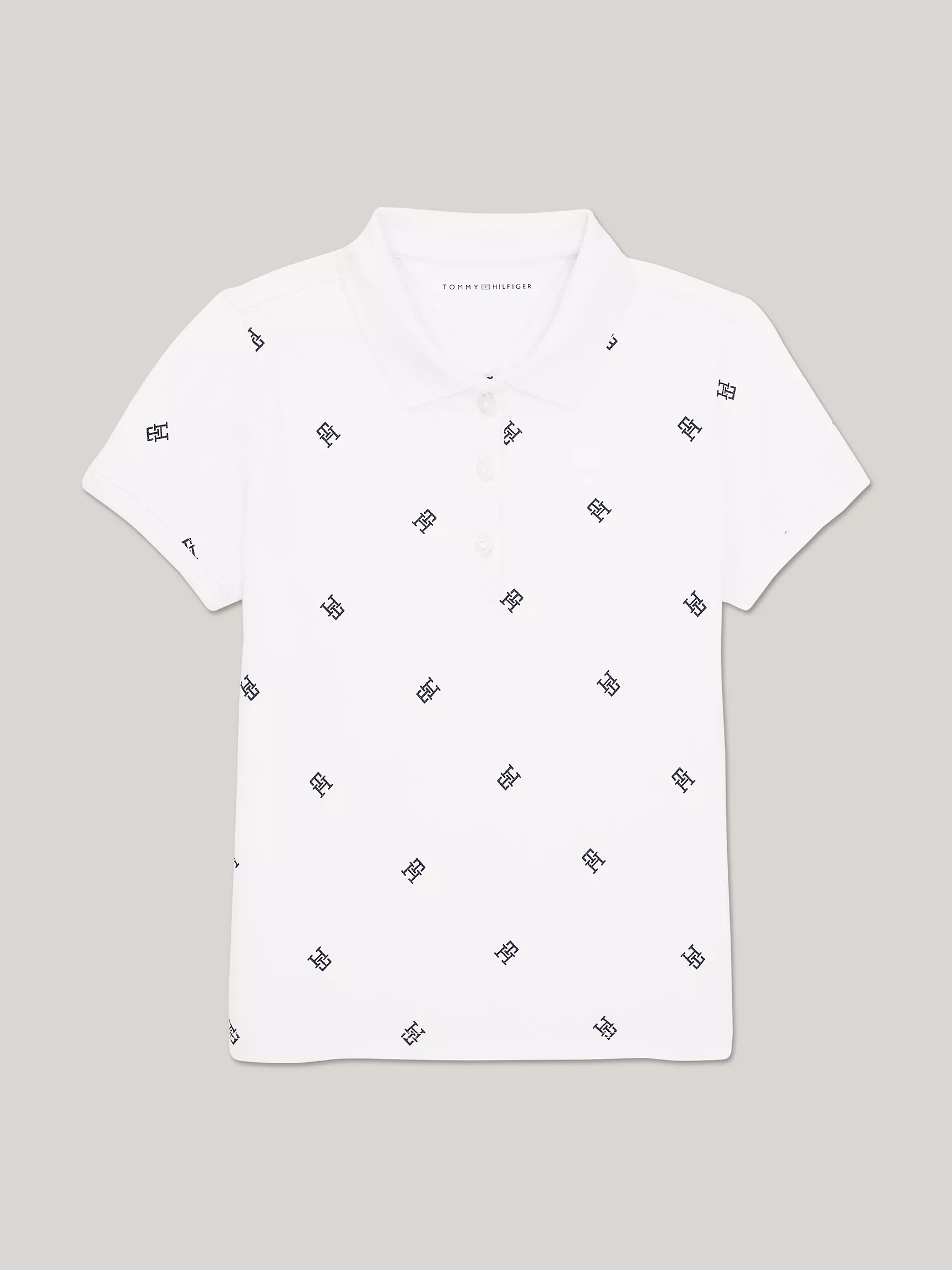 Рубашка-поло для девочек Tommy Hilfiger, Детское поло с монограммным узором TH по всей поверхности