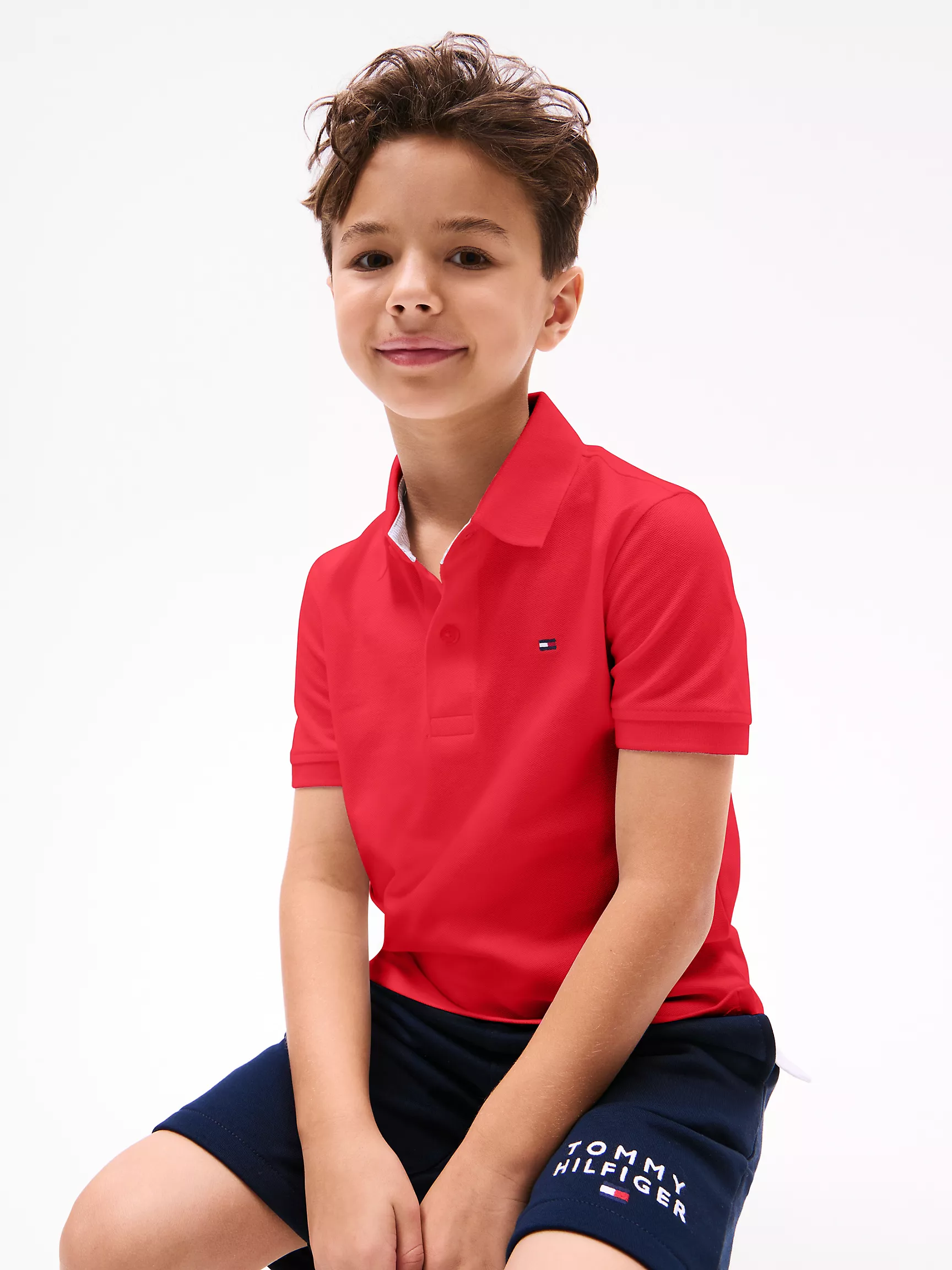 Рубашка-поло для мальчиков Tommy Hilfiger, Детское эластичное однотонное поло