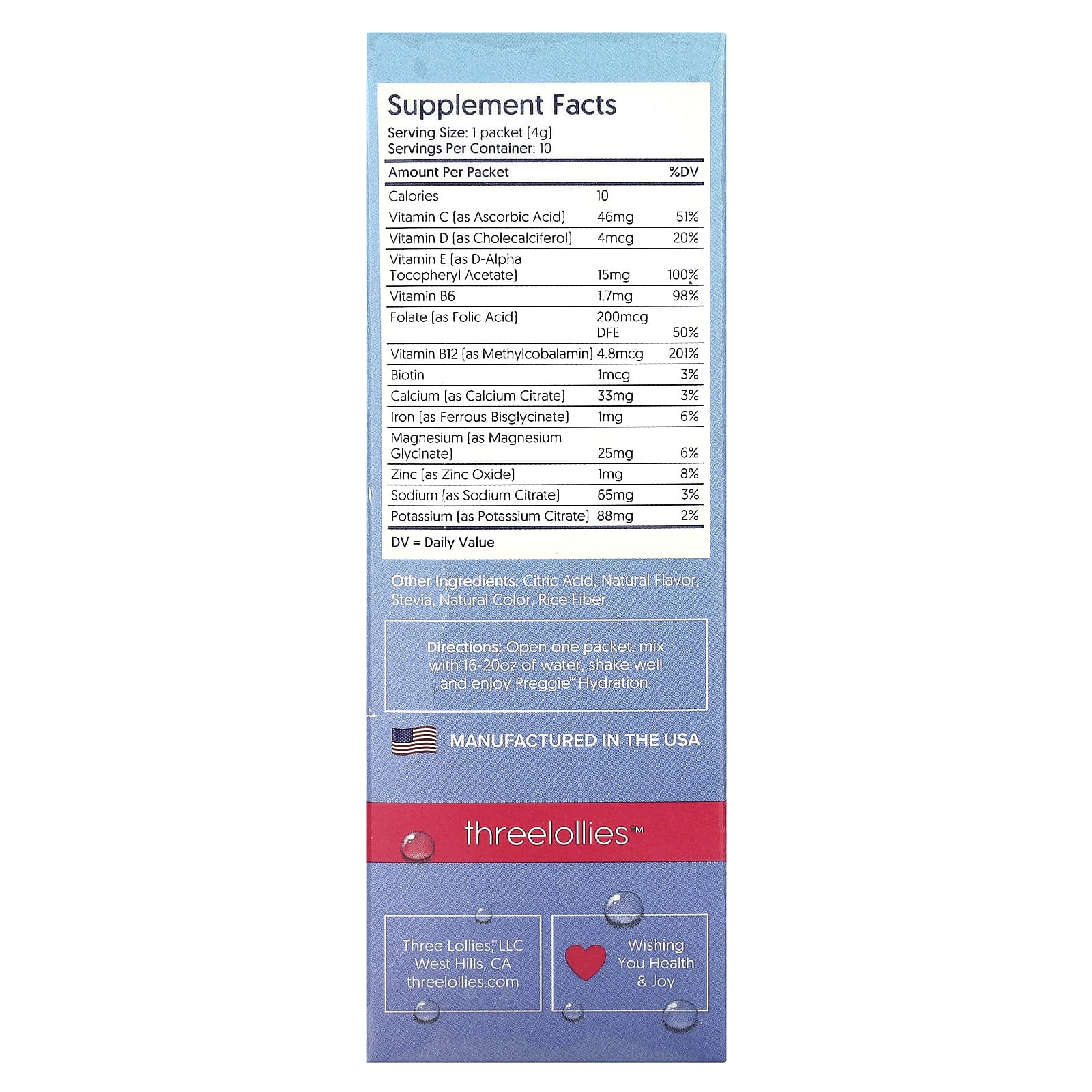 Preggie, Hydration, ягодное ассорти, 10 пакетиков, по 4 г (0,14 унции)