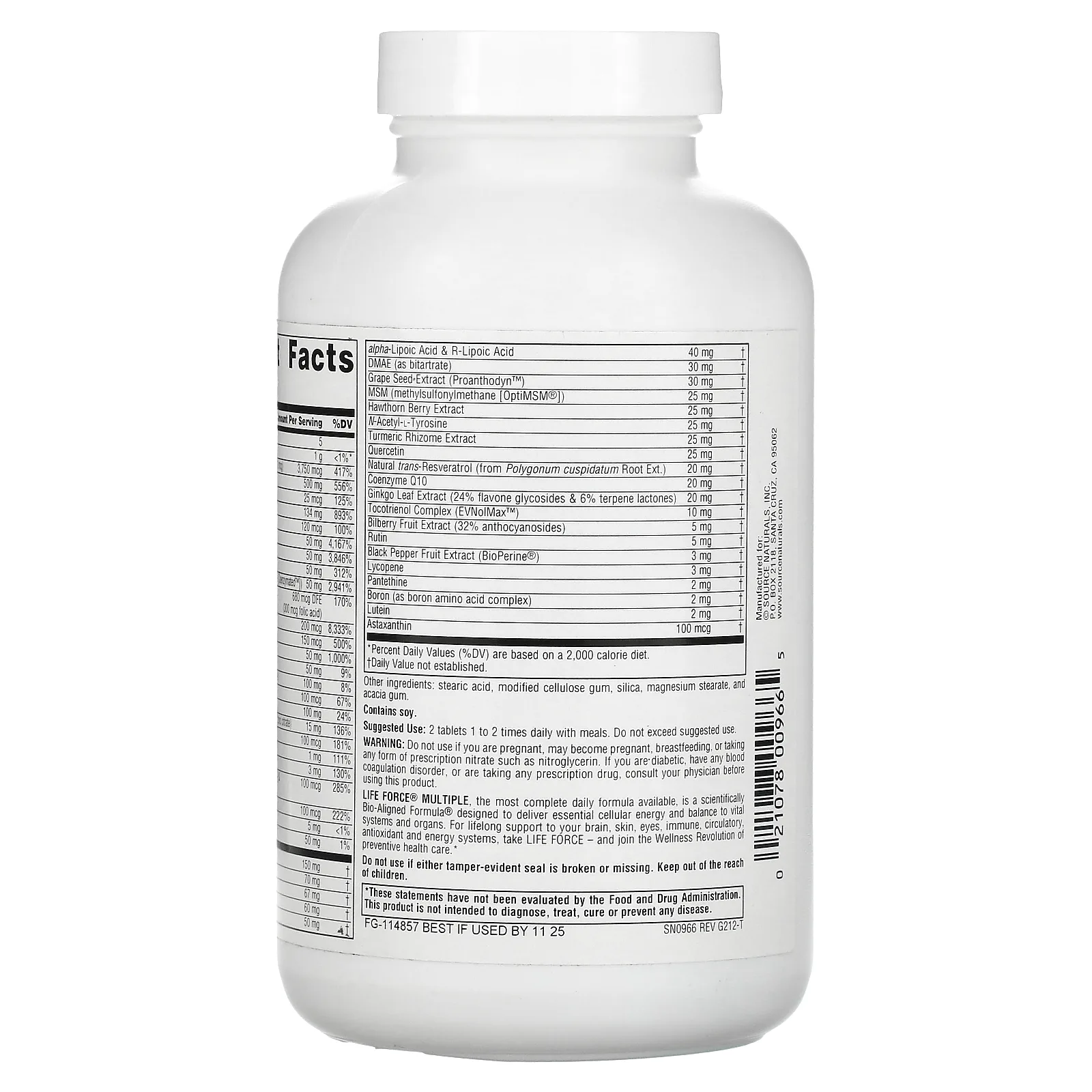 Source Naturals, Мультивитамины Life Force, без железа, 120 таблеток