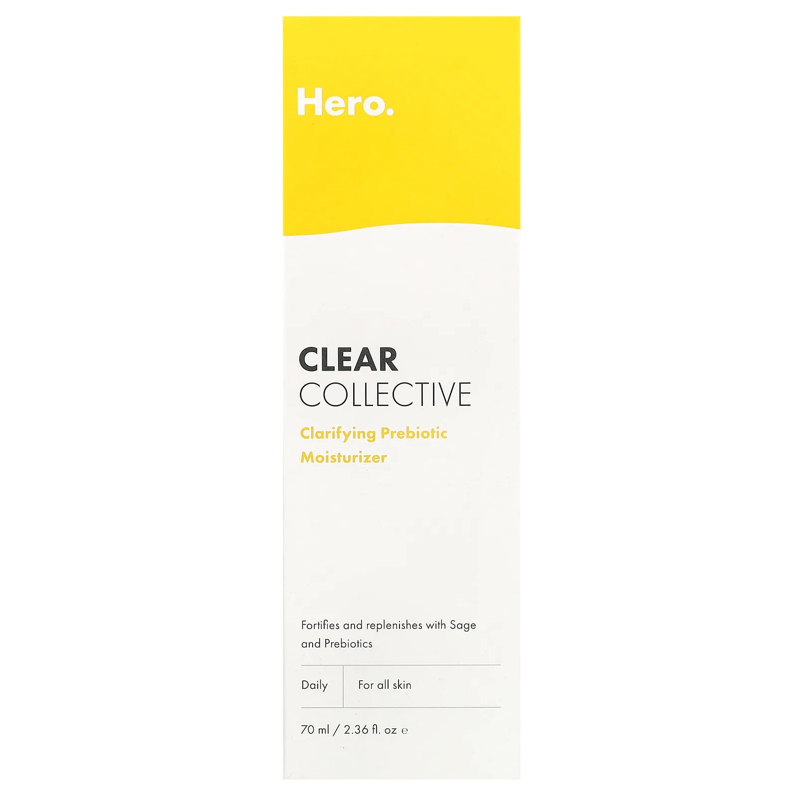 Hero Cosmetics, Clear Collective, очищающий увлажняющий крем с пребиотиками, 70 мл (2,36 жидк. унции)