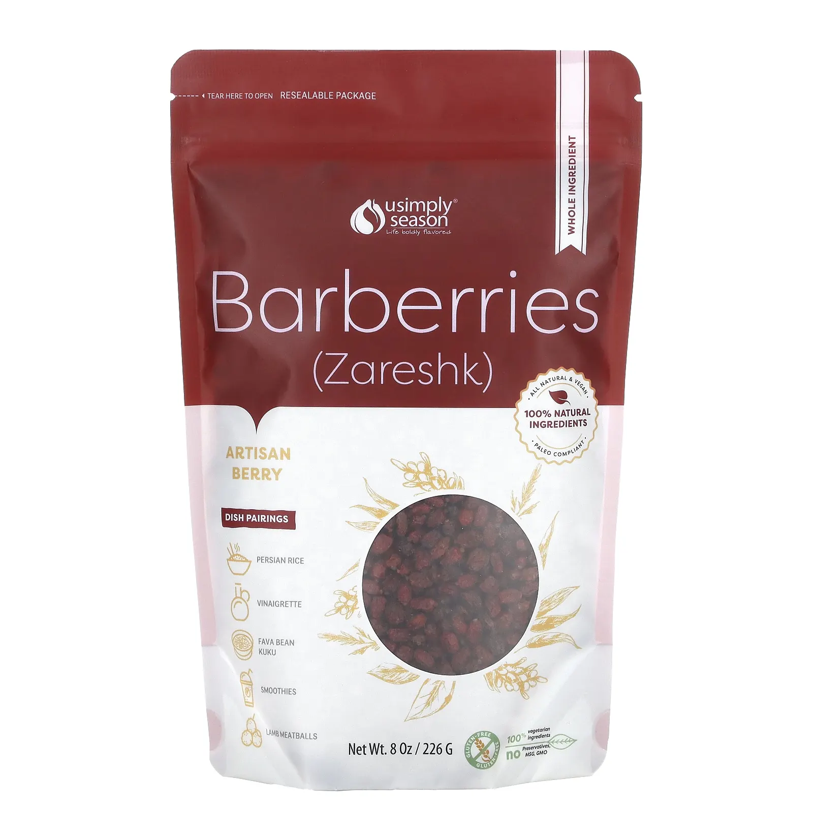 USimplySeason, ремесленные ягоды, барбарис (зарешк), цельный, 226 г (8 унций)