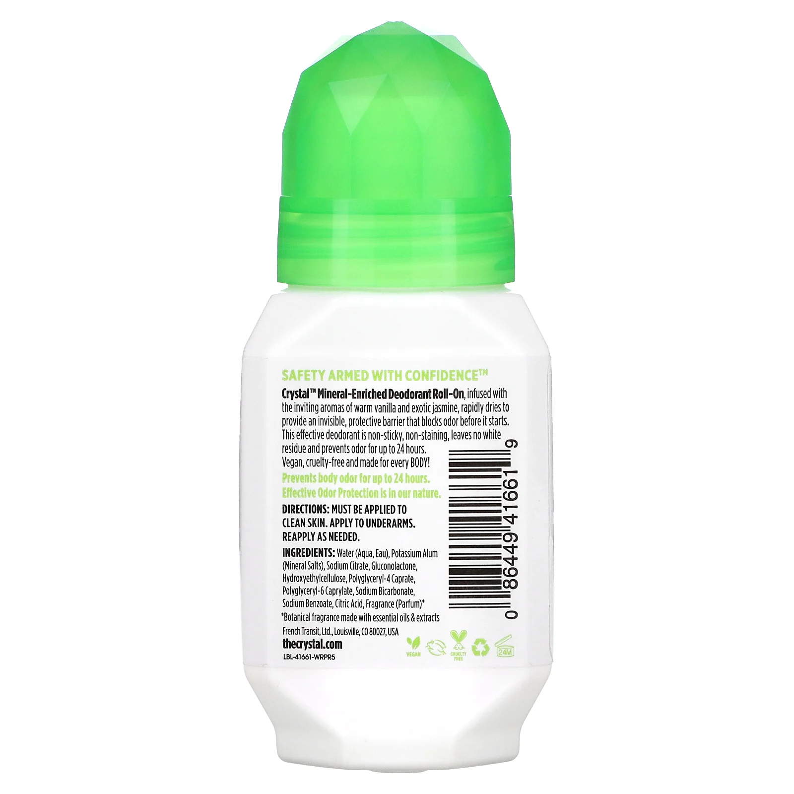 CRYSTAL, минеральный шариковый дезодорант, ваниль и жасмин, 66 мл (2,25 жидк. унции)