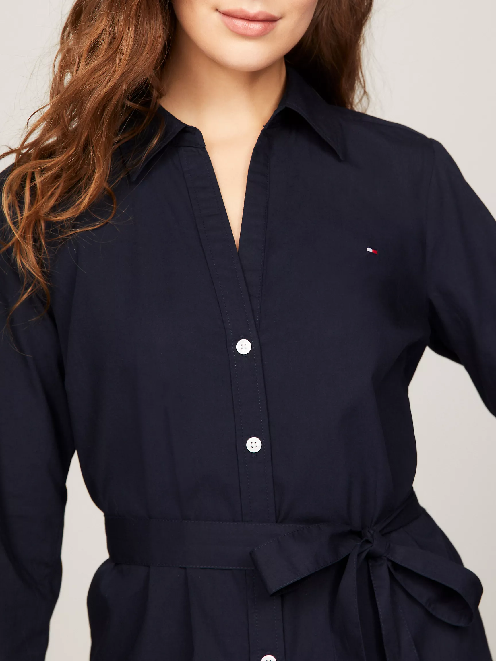Женское платье Tommy Hilfiger, Поплиновое платье-рубашка с поясом