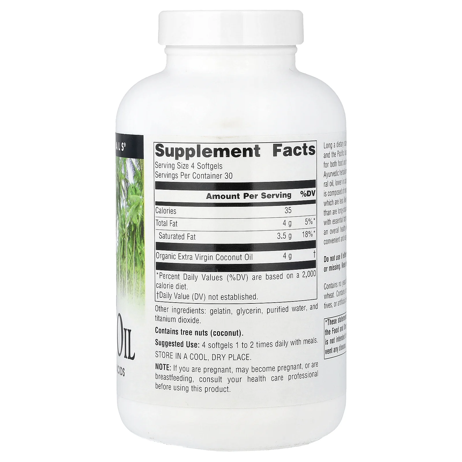 Source Naturals, нерафинированное кокосовое масло высшего качества, 120 капсул