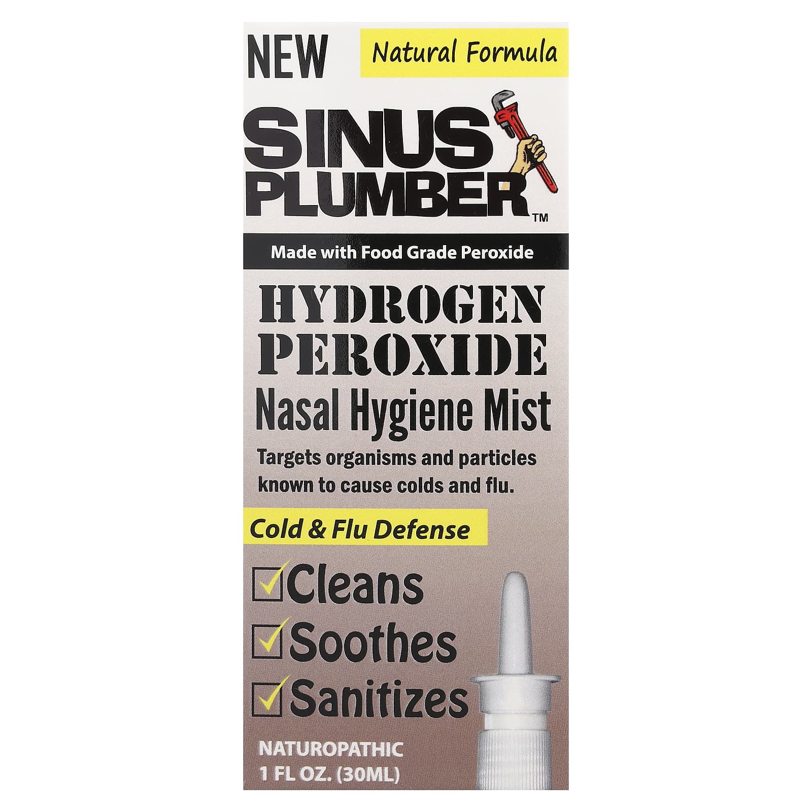 Greensations, Sinus Plumber, гигиенический спрей для носа с перекисью водорода, 30 мл (1 жидк. Унция)