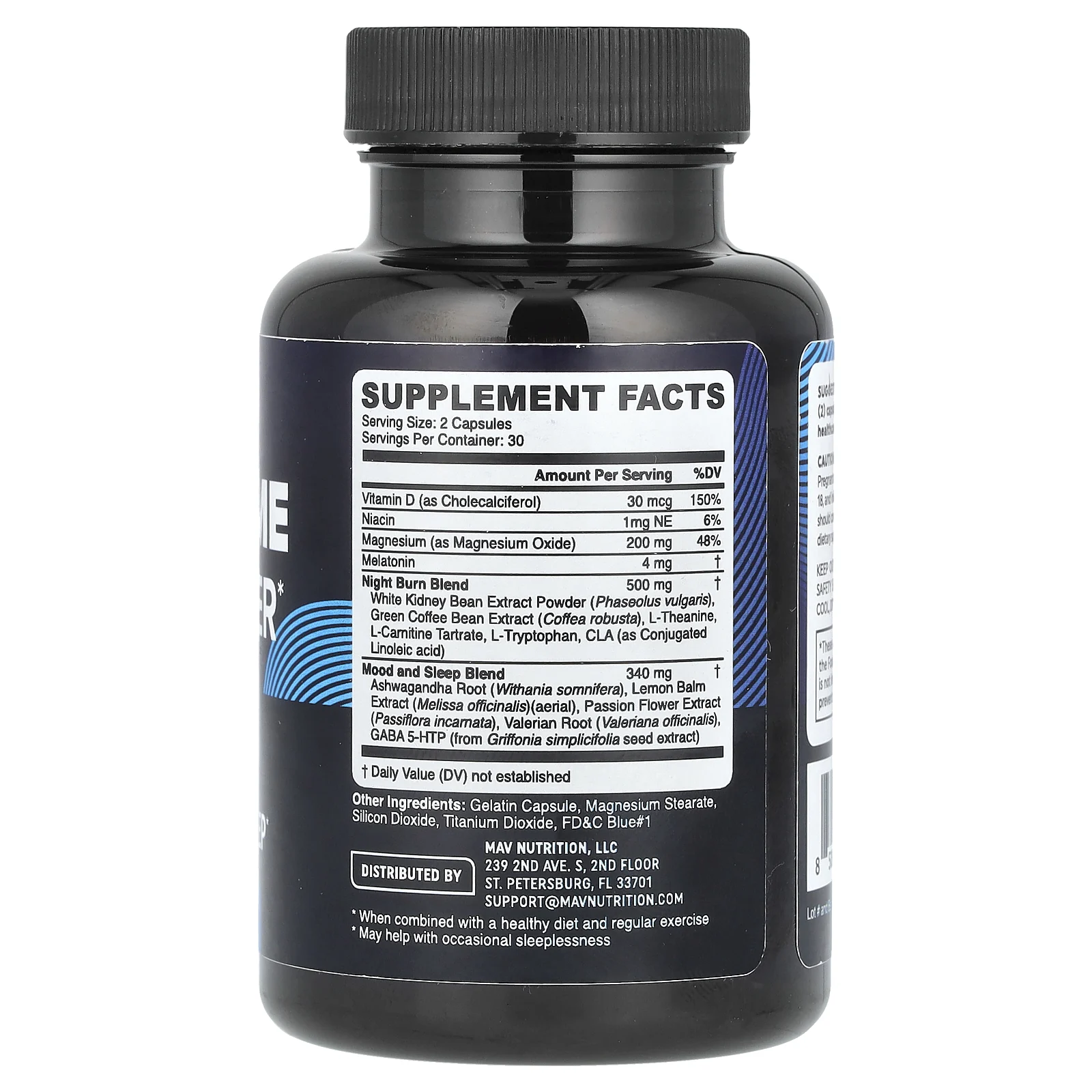 MAV Nutrition, Средство для сжигания жира в ночное время, 60 капсул