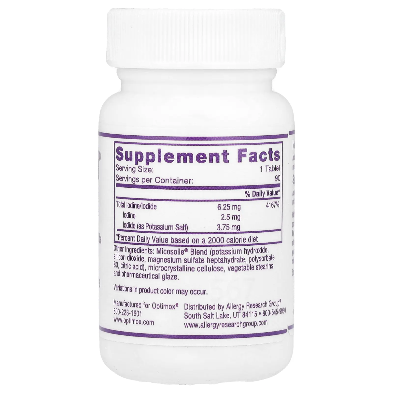 Optimox, Iodoral, ИОД, 6,25 мг, 90 делимых таблеток