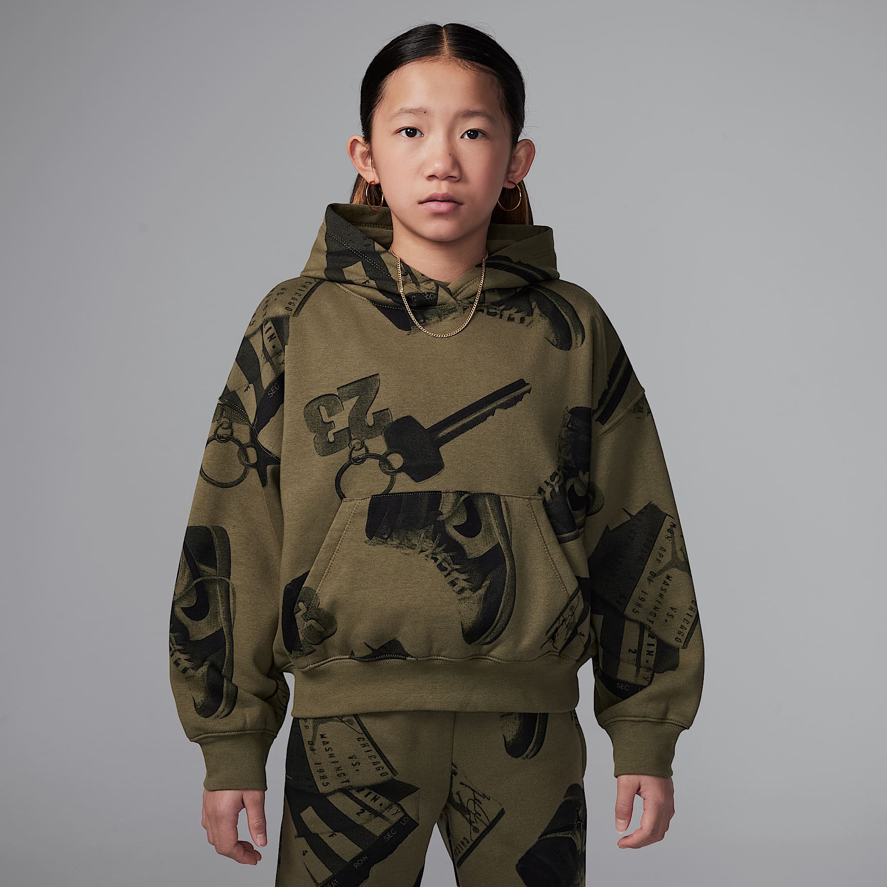 Jordan Brooklyn Fleece Big Kids' Printed Pullover Hoodie