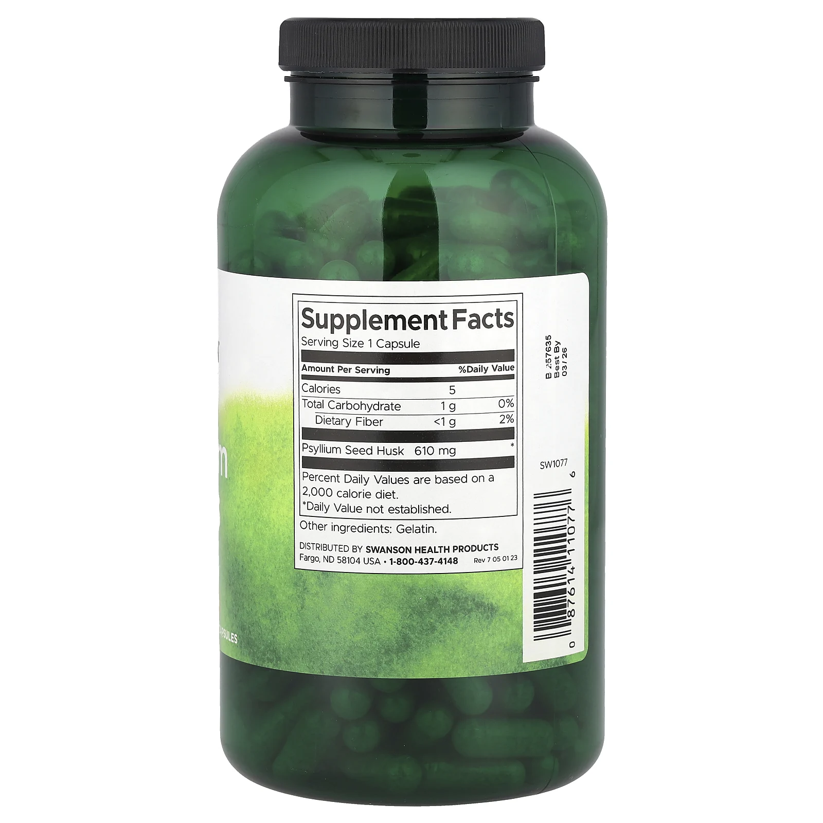 Swanson, Шелуха семян подорожника, 610 мг, 300 капсул