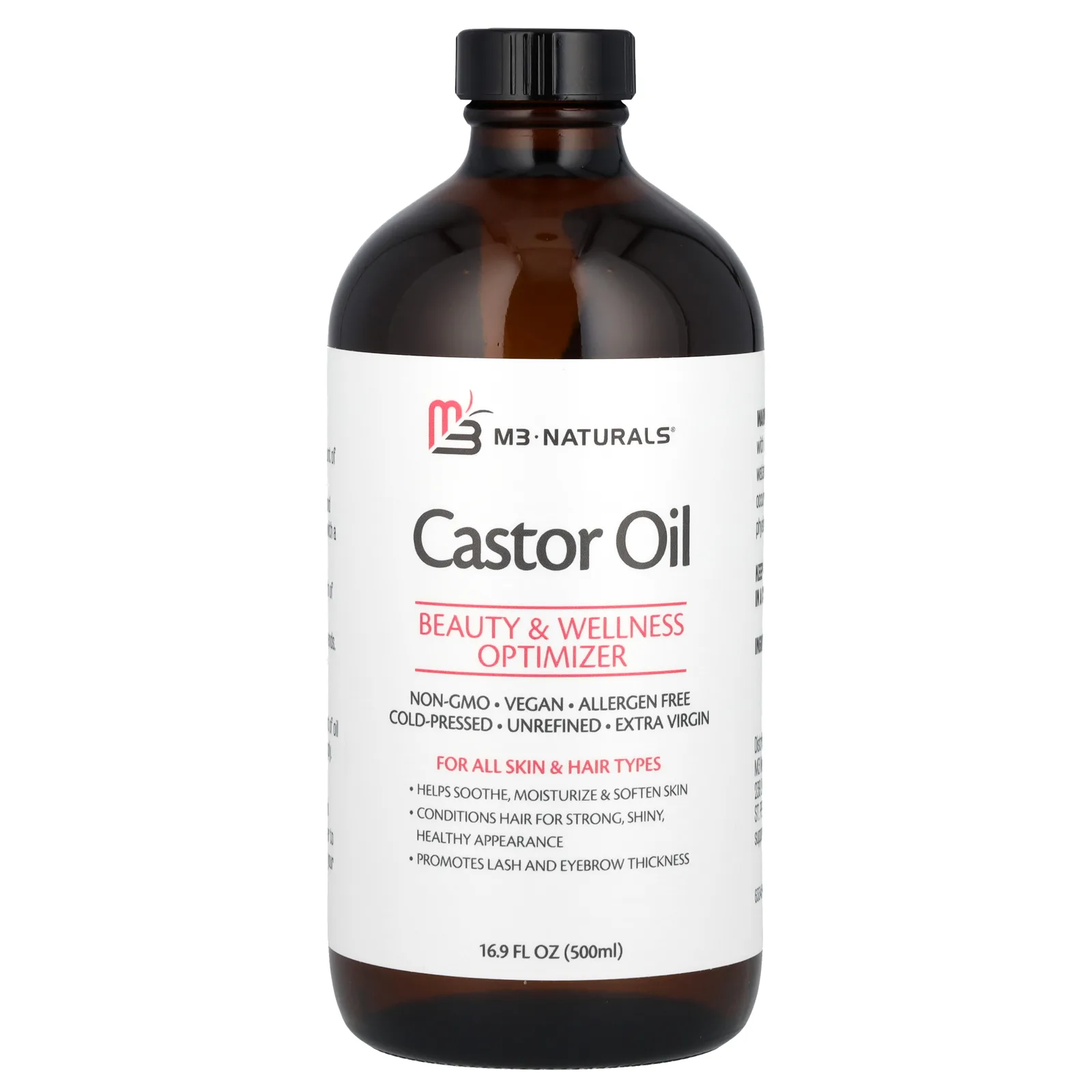 M3 Naturals, Касторовое масло, для всех типов кожи и волос, 500 мл (16,9 жидк. Унции)