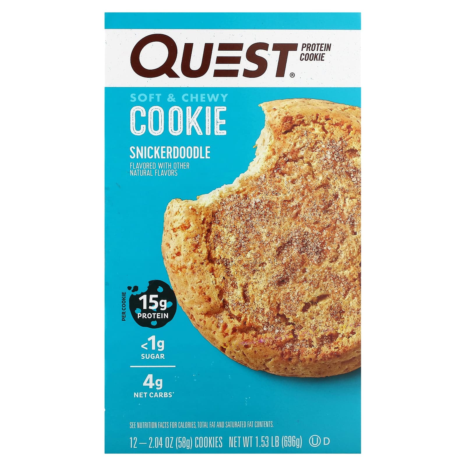 Quest Nutrition, протеиновое печенье, со вкусом печенья сникердудл, 12 шт по 58 г (2,04 унции)