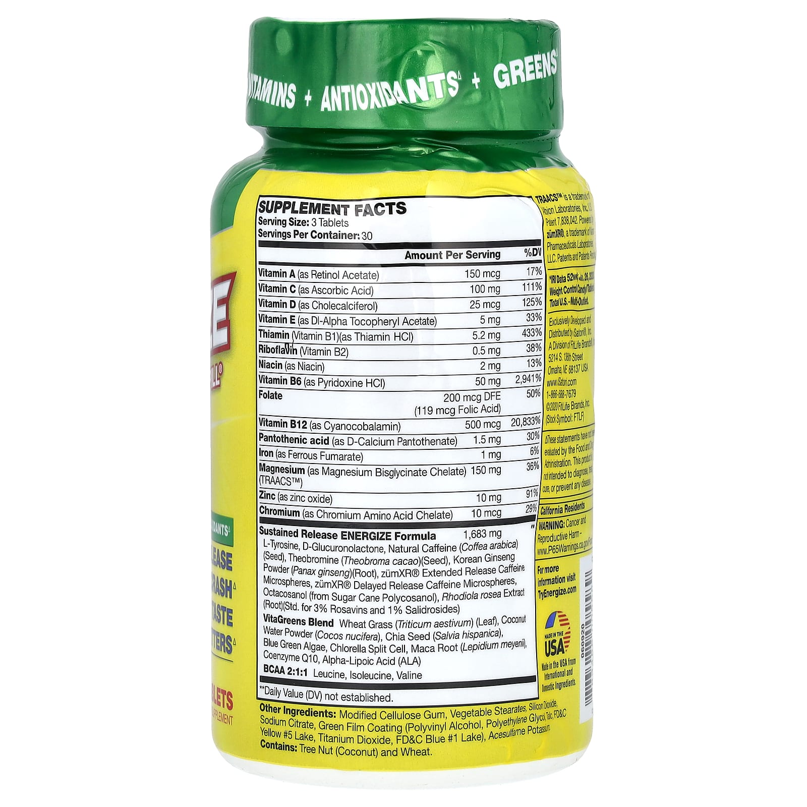 Isatori, Energize, таблетка для повышения энергии на весь день, 90 таблеток