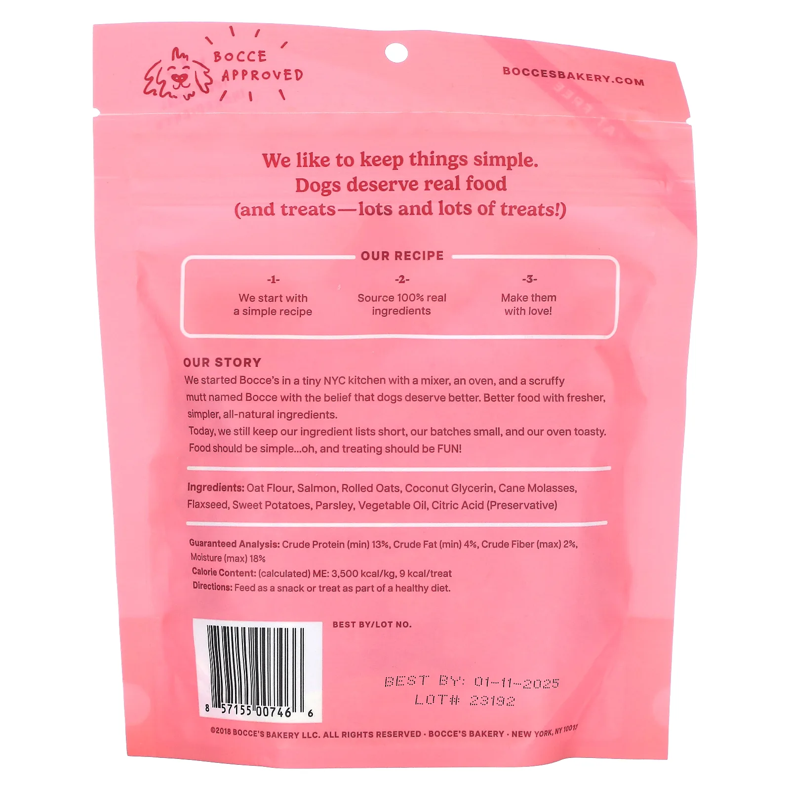 Bocce's Bakery, Мягкие и жевательные лакомства для собак, рецепт с лососем, 170 г (6 унций)