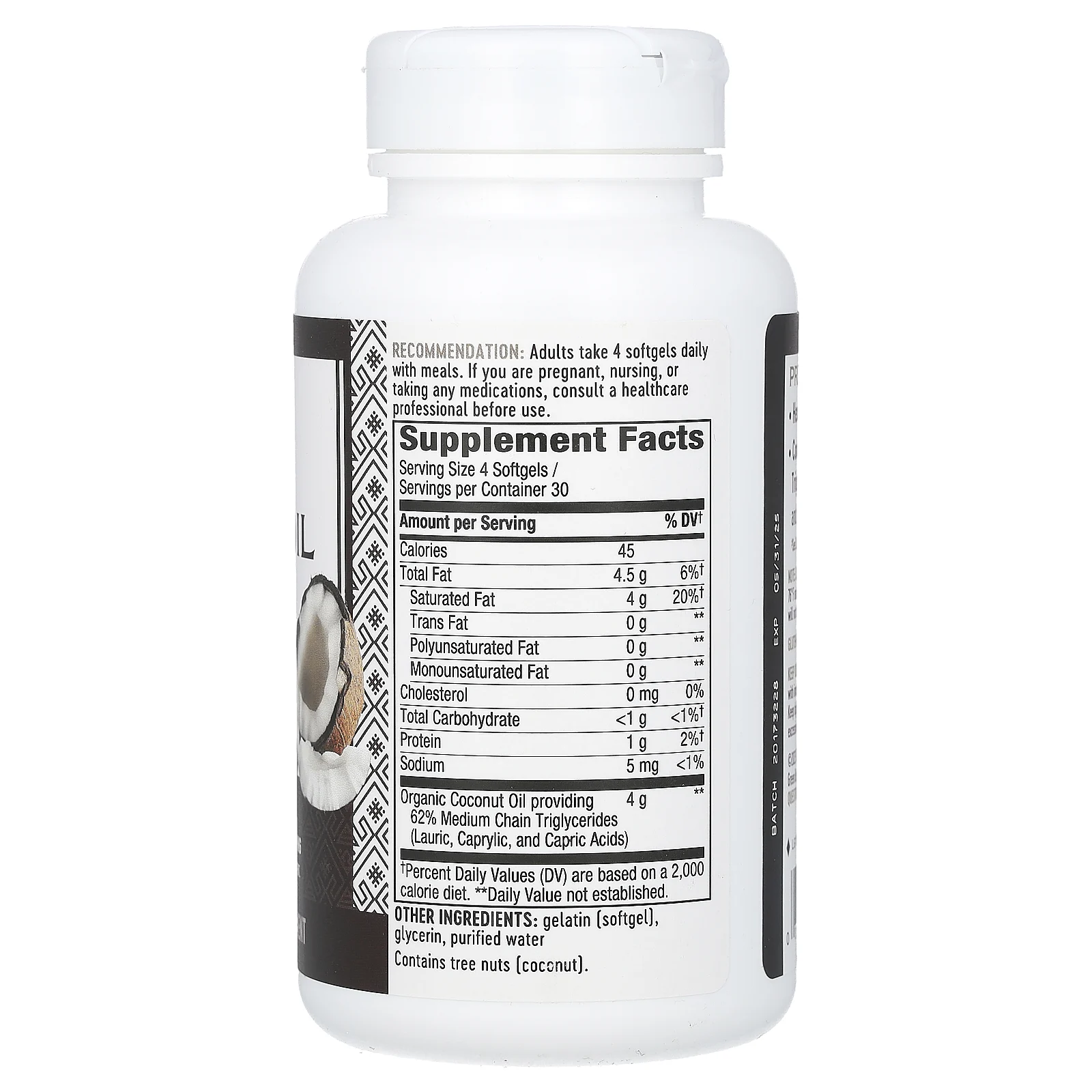 Nature's Way, Кокосовое масло, чистое масло первого отжима, 1000 мг, 120 мягких таблеток