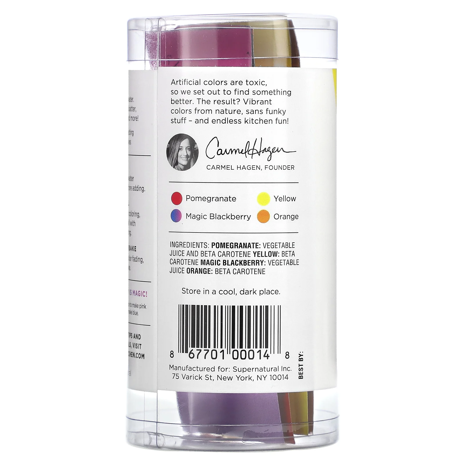 Supernatural Kitchen, Пищевые красители на 100% растительной основе, 4 пакетика по 2 г (0,28 унции)