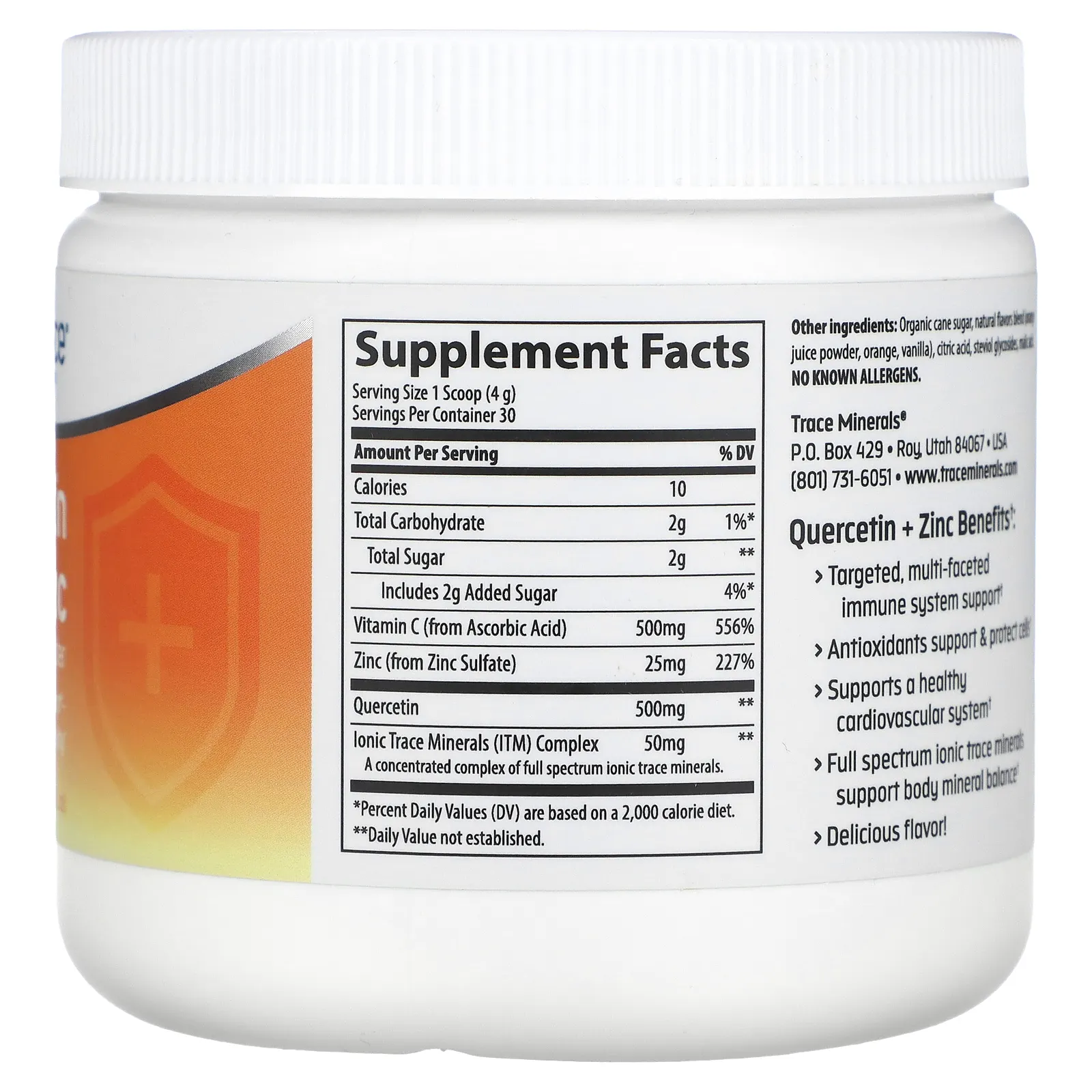 Trace Minerals ®, Кверцетин + цинк, крем с апельсином, 120 г (4,2 унции)