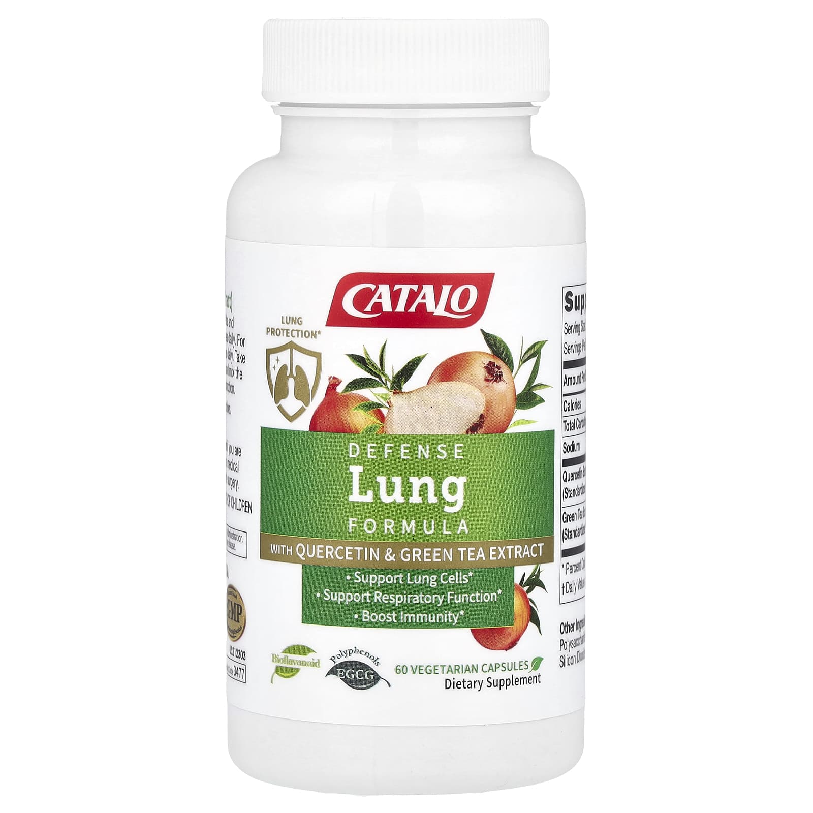 Catalo Naturals, Формула Defense Lung с кверцетином и экстрактом зеленого чая, 60 вегетарианских капсул