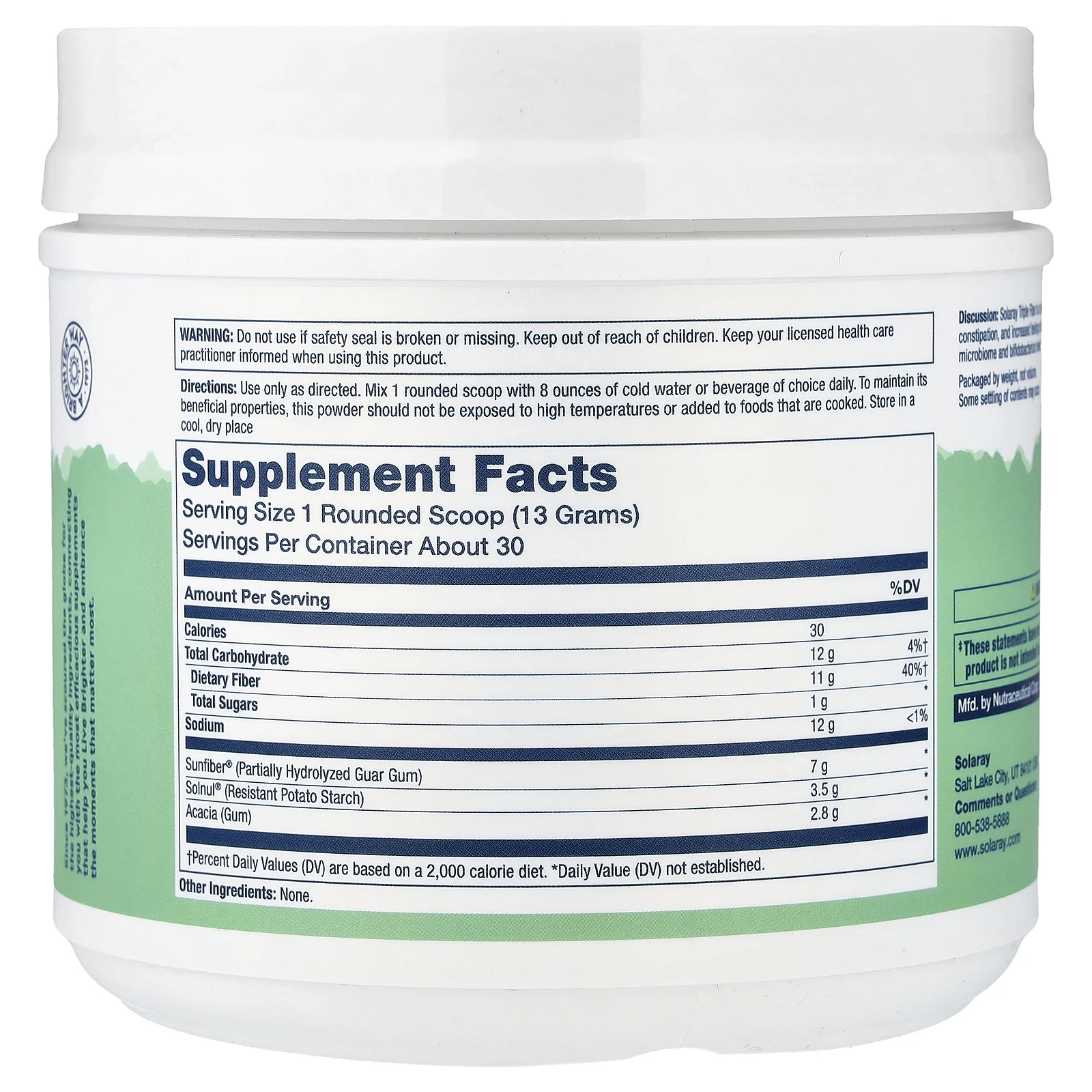 Solaray, ежедневный порошок из тройной клетчатки, без добавок, 401 г (14 унций)