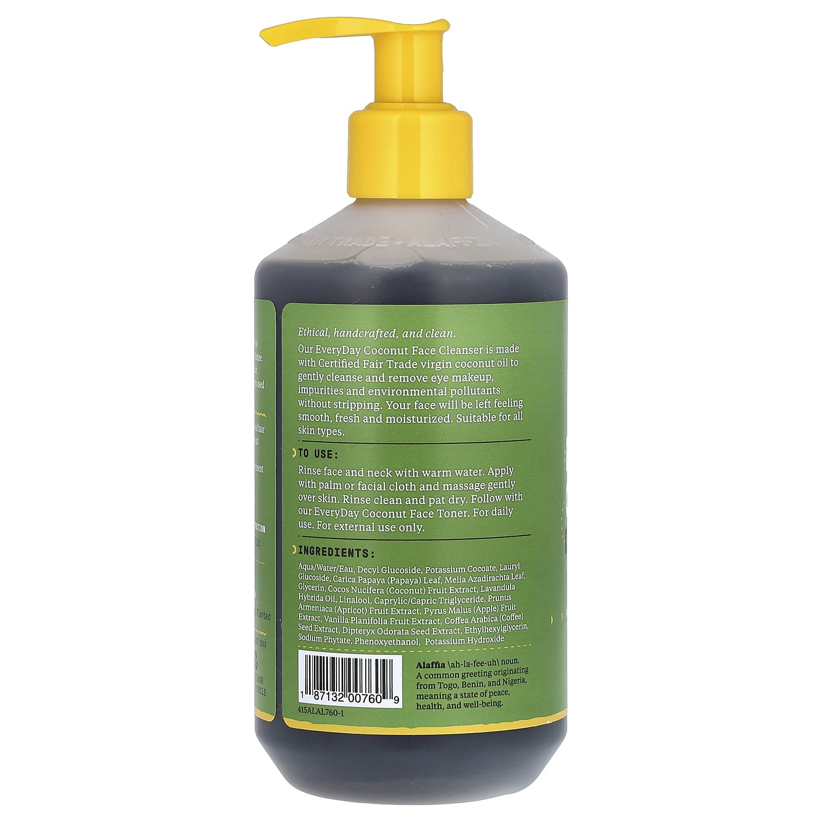Alaffia, Everyday Coconut, очищающее средство для лица, 355 мл (12 жидк. унций)