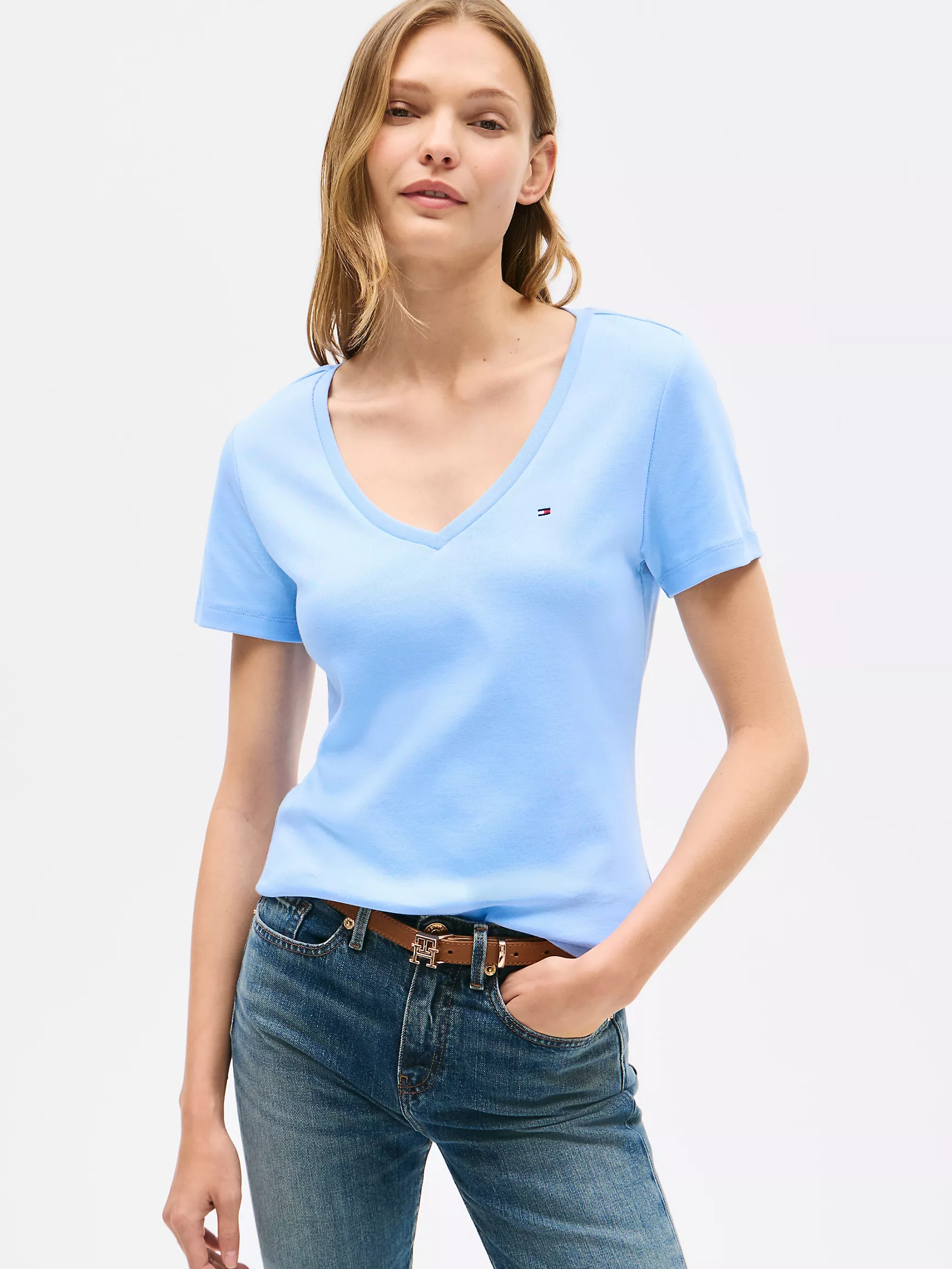 Женская футболка Tommy Hilfiger, Футболка с V-образным вырезом