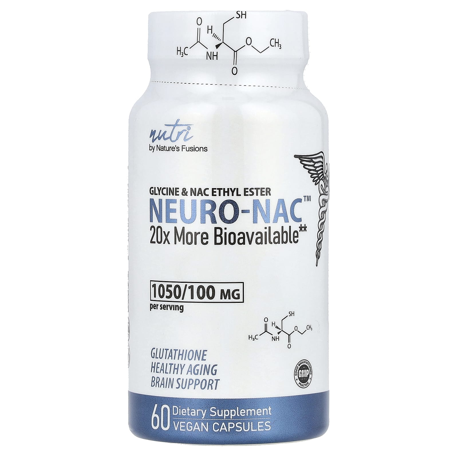 Nutri, NEURO-NAC ™, этиловый эфир глицина и NAC, 60 веганских капсул